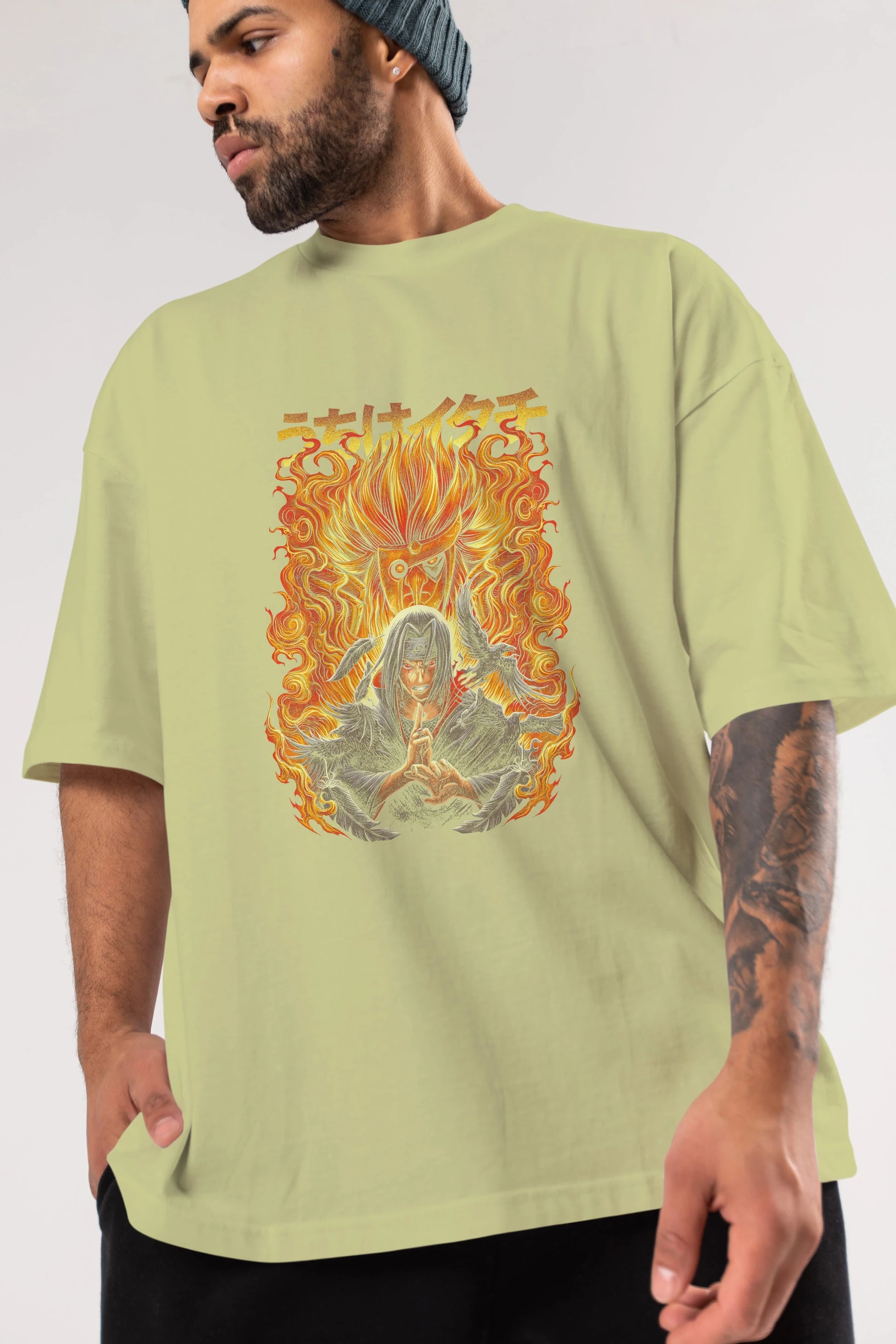 NARUTO ITACHI UCHIHA Anime Ön Baskılı Oversize t-shirt %100 pamuk Erkek Kadın Unisex