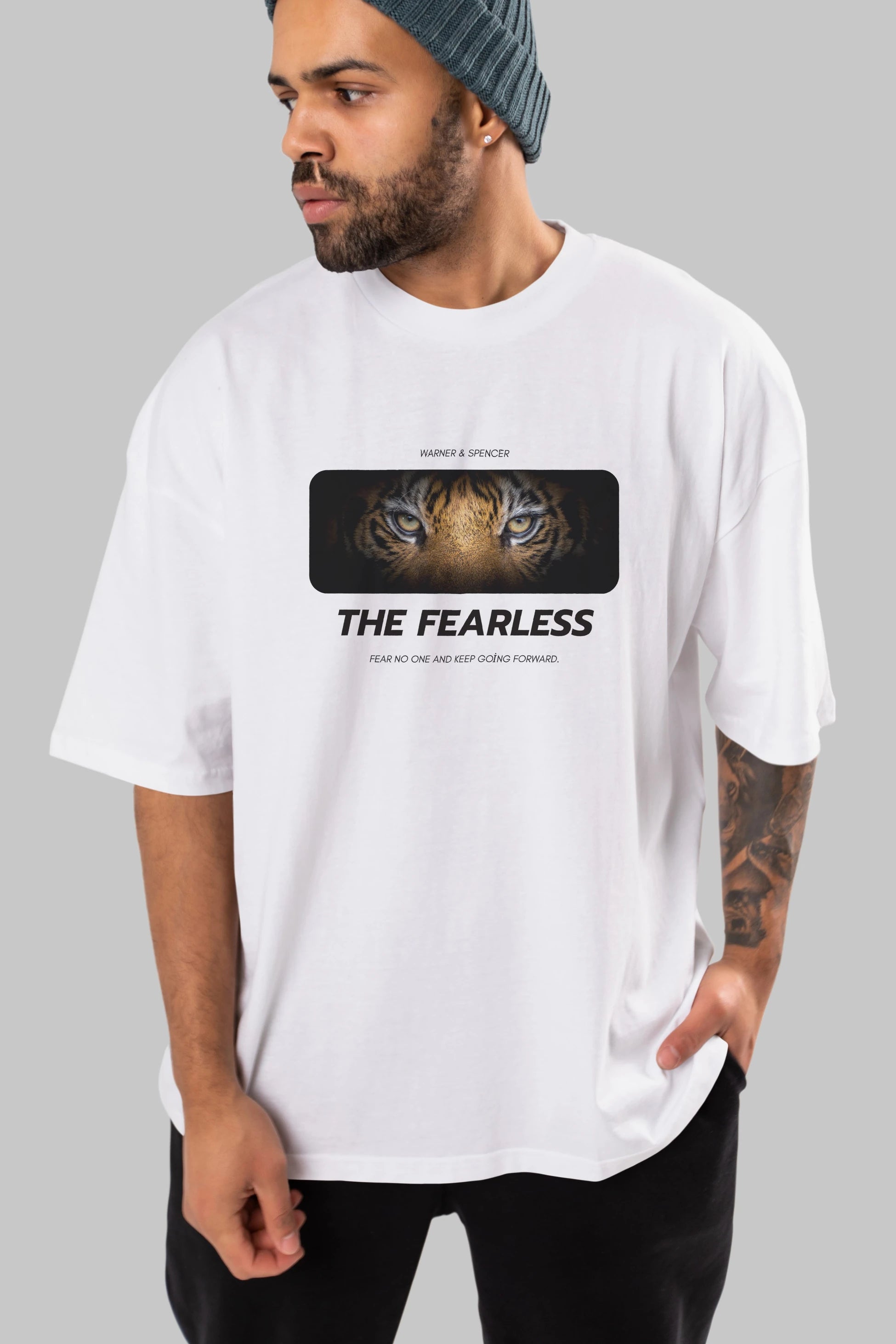 The Fearless Yazılı Ön Baskılı Oversize t-shirt Erkek Kadın Unisex