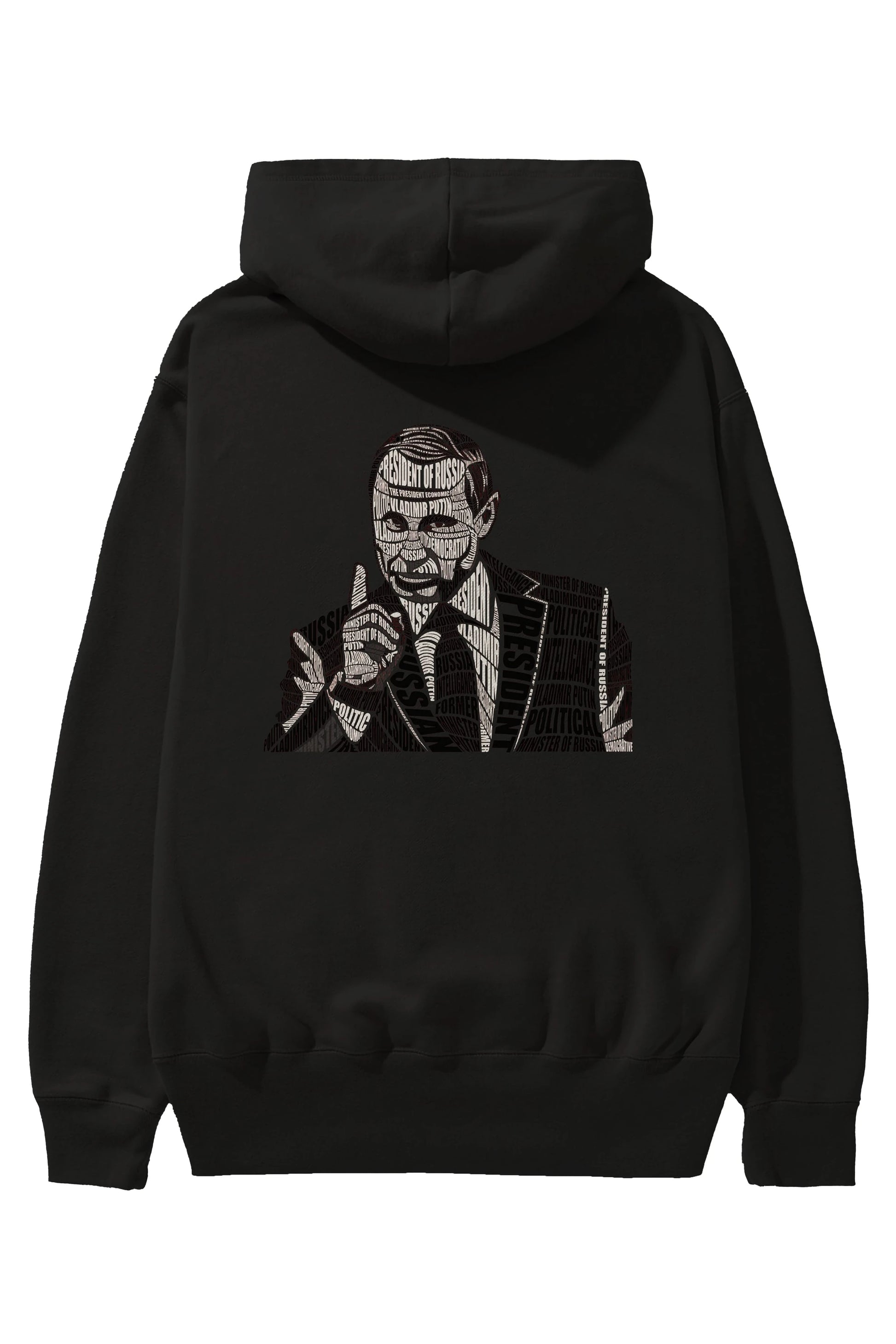 Putin Calligram Arka Baskılı Hoodie Oversize Kapüşonlu Sweatshirt Erkek Kadın Unisex
