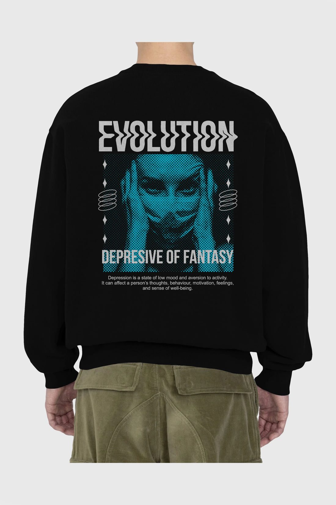 Evolution Arka Baskılı Oversize Sweatshirt Erkek Kadın Unisex