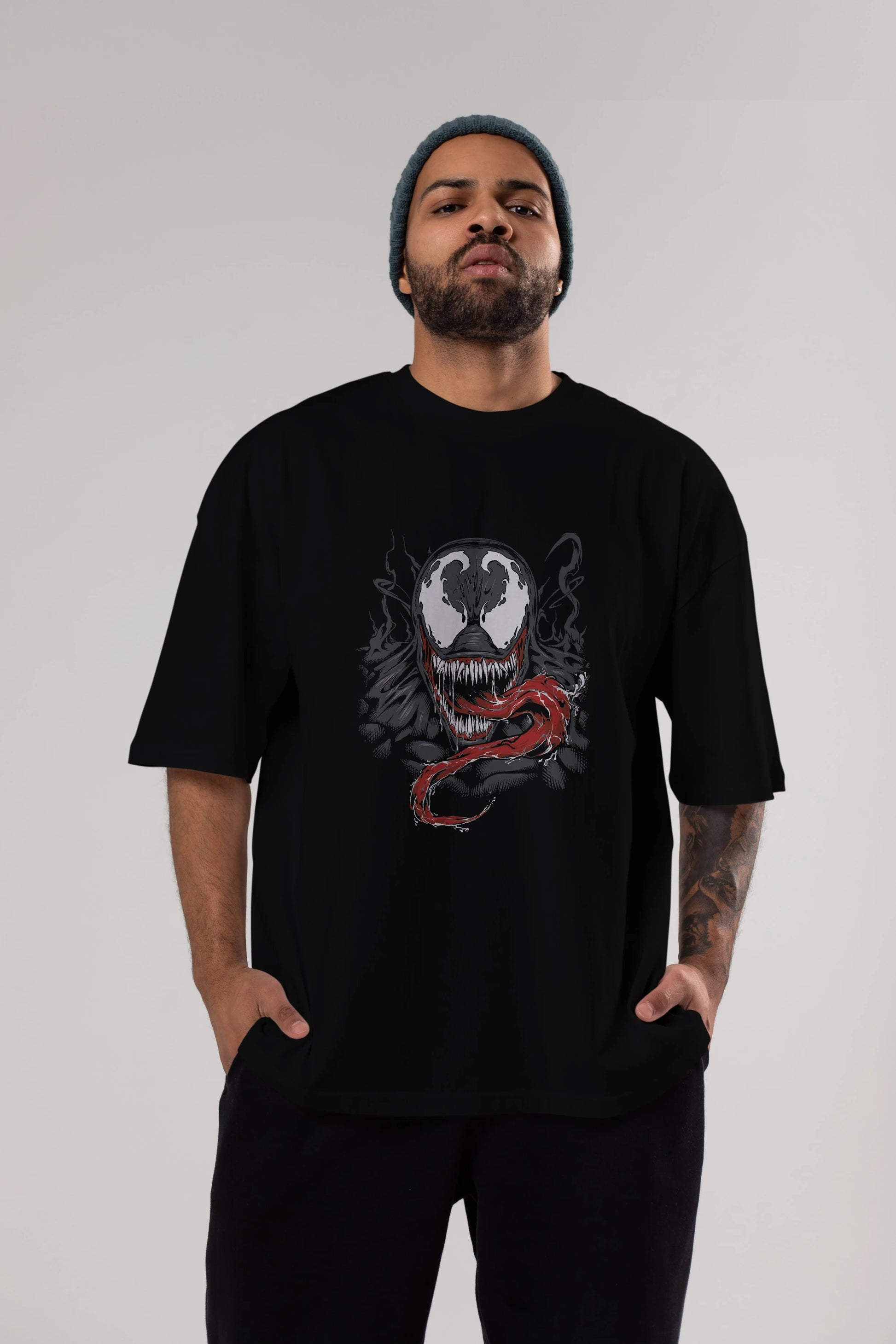 Venom (18) Ön Baskılı Oversize t-shirt Erkek Kadın Unisex %100 Pamuk Bisiklet Yaka tişort