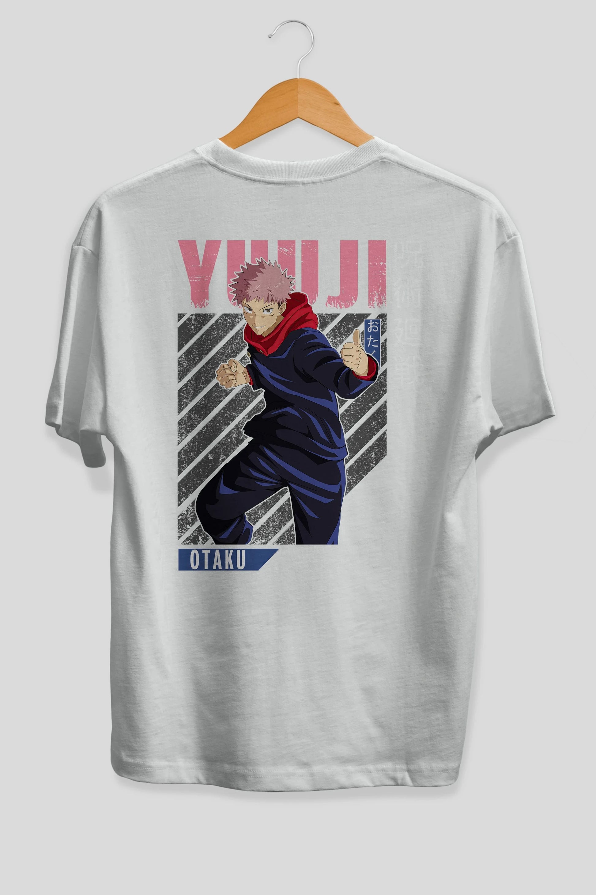 Yuuji Itadori Anime Arka Baskılı Oversize t-shirt Erkek Kadın Unisex