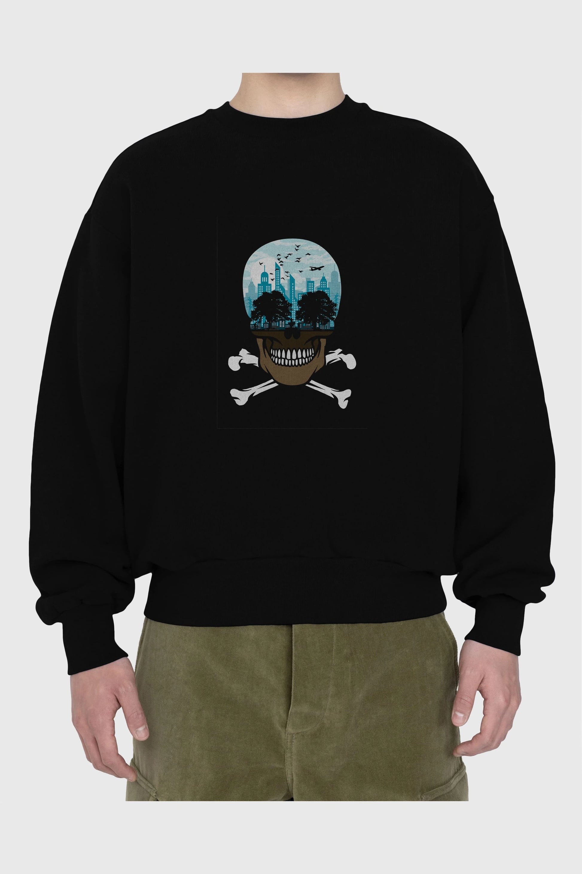 Death City Ön Baskılı Oversize Sweatshirt Erkek Kadın Unisex