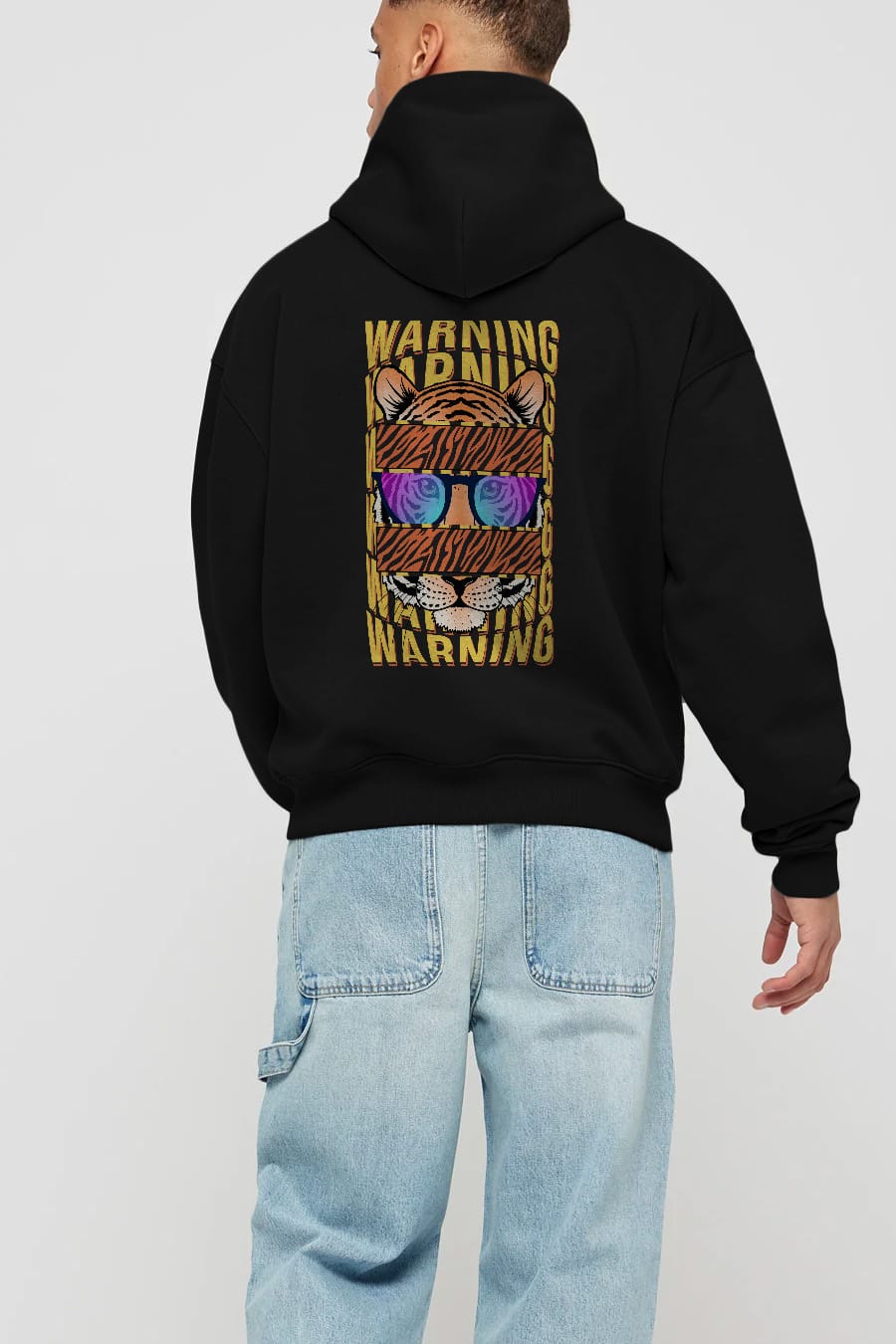 Warning Yazılı Arka Baskılı Oversize Hoodie Kapüşonlu Sweatshirt Erkek Kadın Unisex
