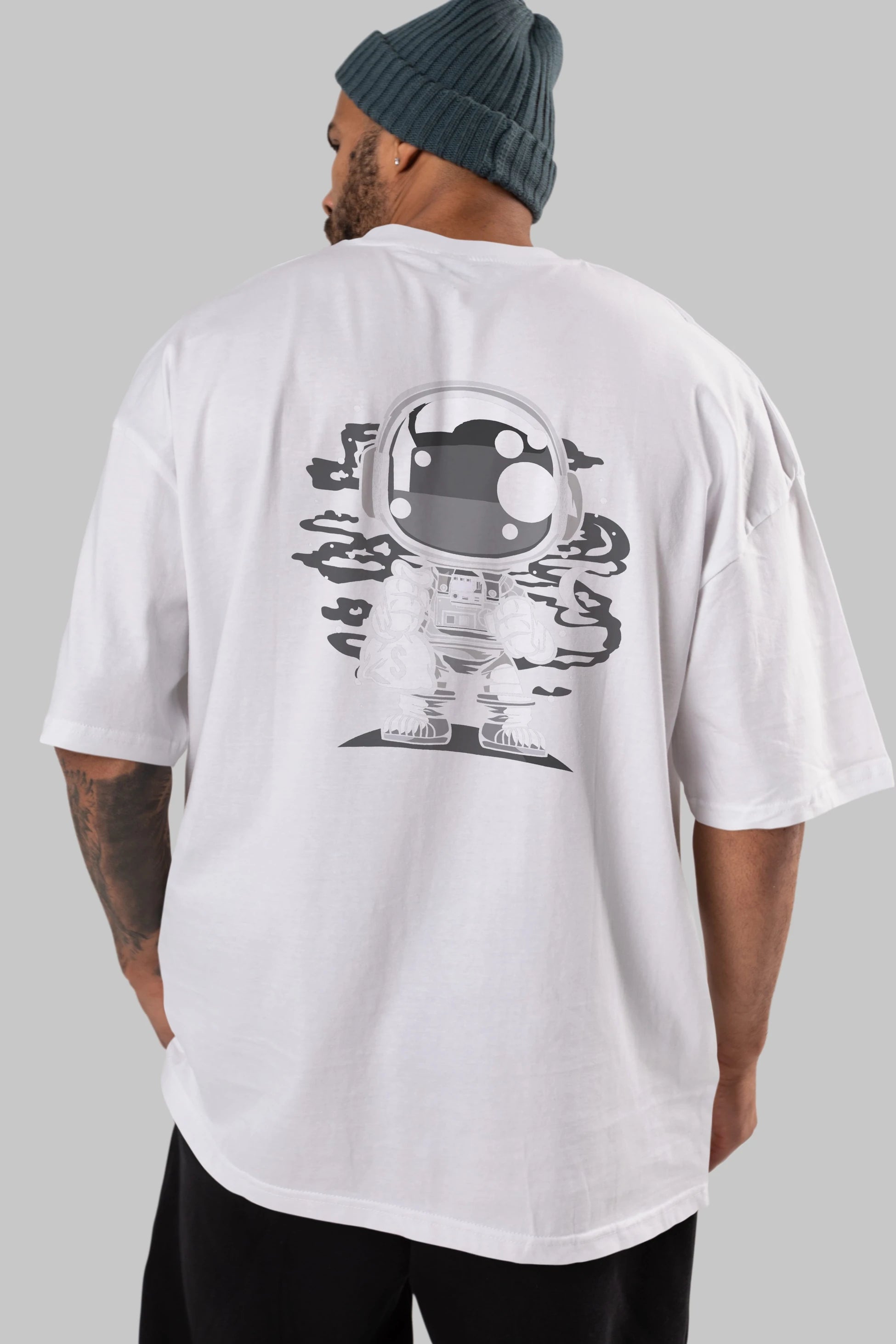 Astronaut Chibi Arka Baskılı Oversize t-shirt Erkek Kadın Unisex
