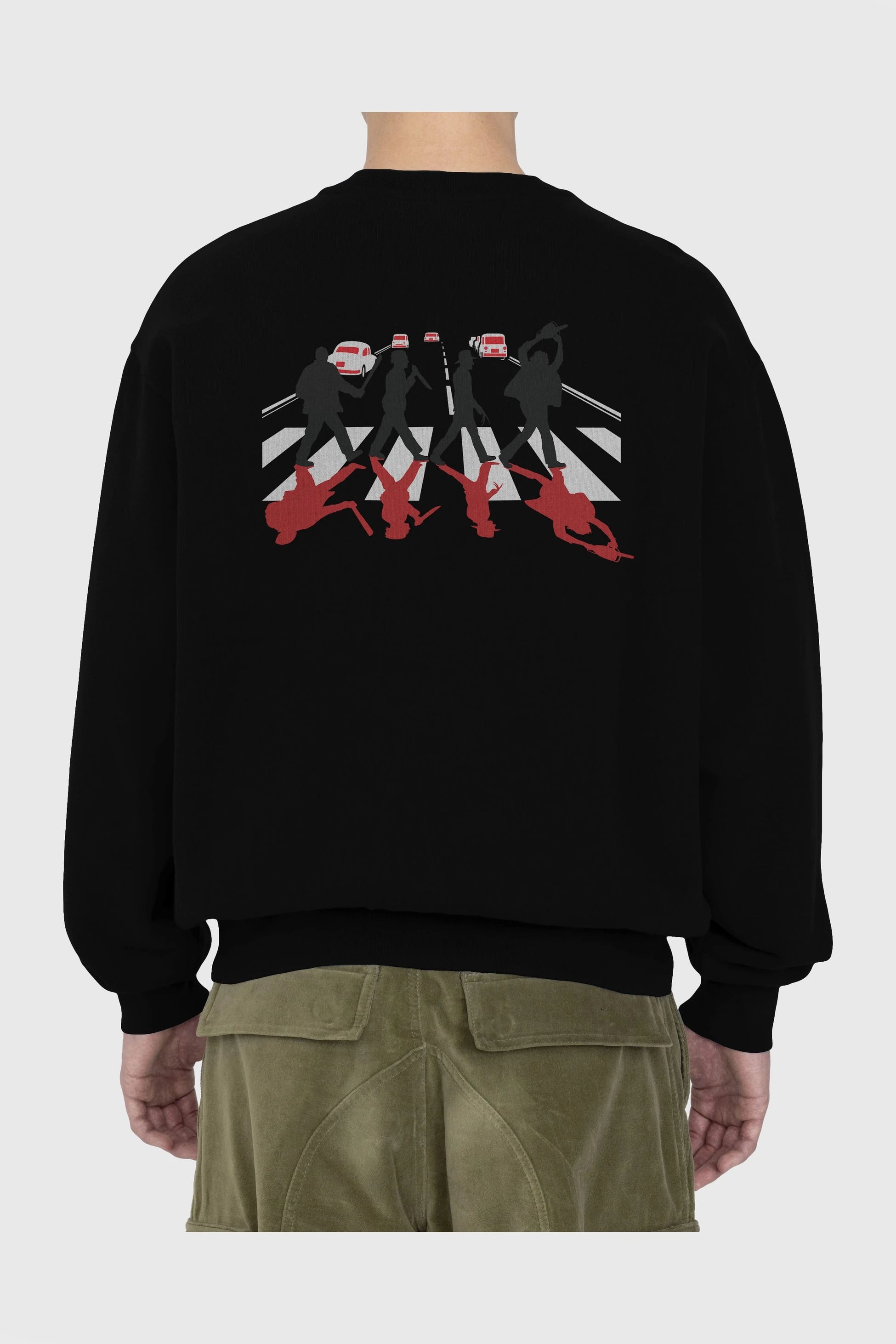 Abbey Road Killer Red Arka Baskılı Oversize Sweatshirt Erkek Kadın Unisex