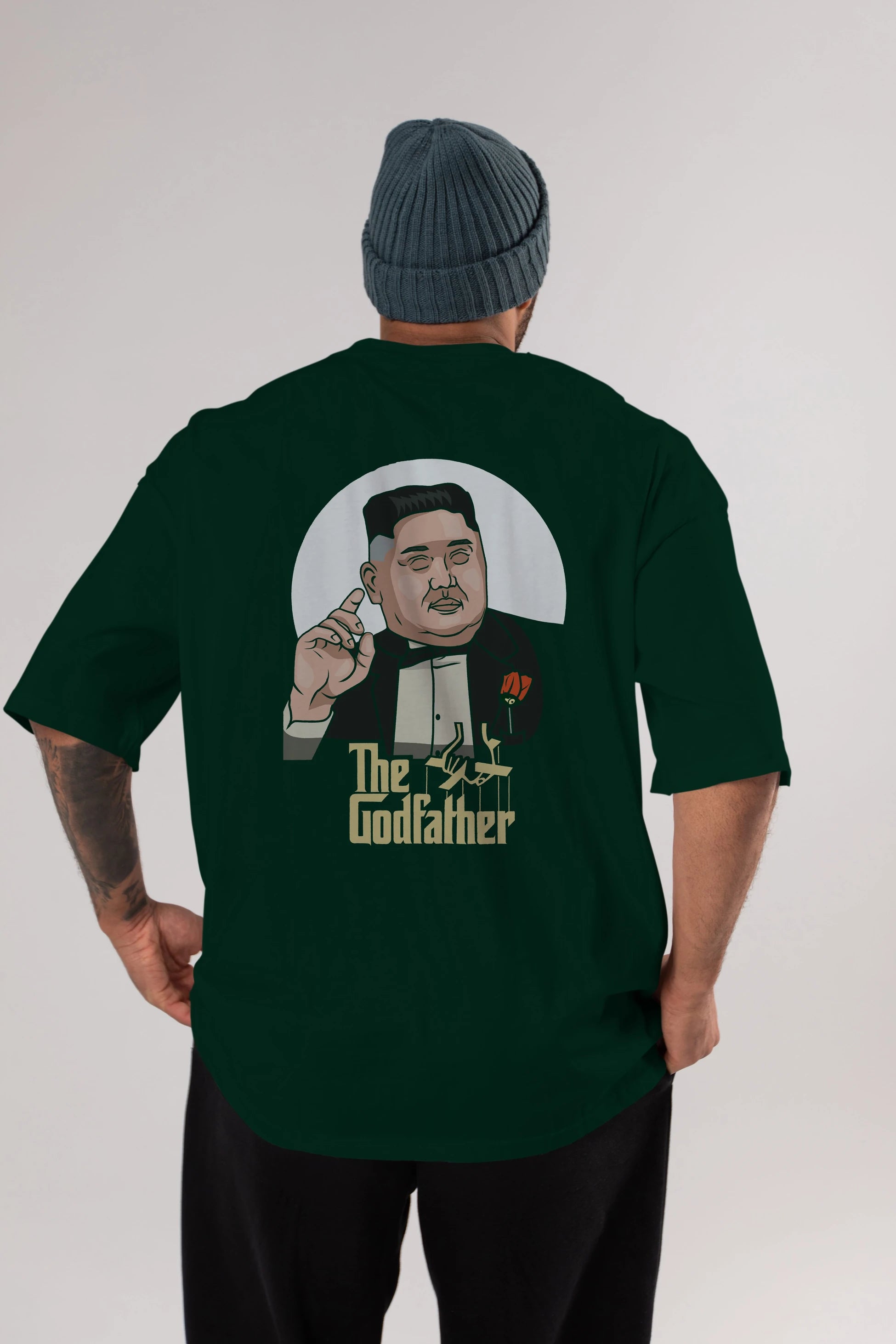Godfather Jong Un Arka Baskılı Oversize t-shirt Erkek Kadın Unisex %100 Pamuk tişort