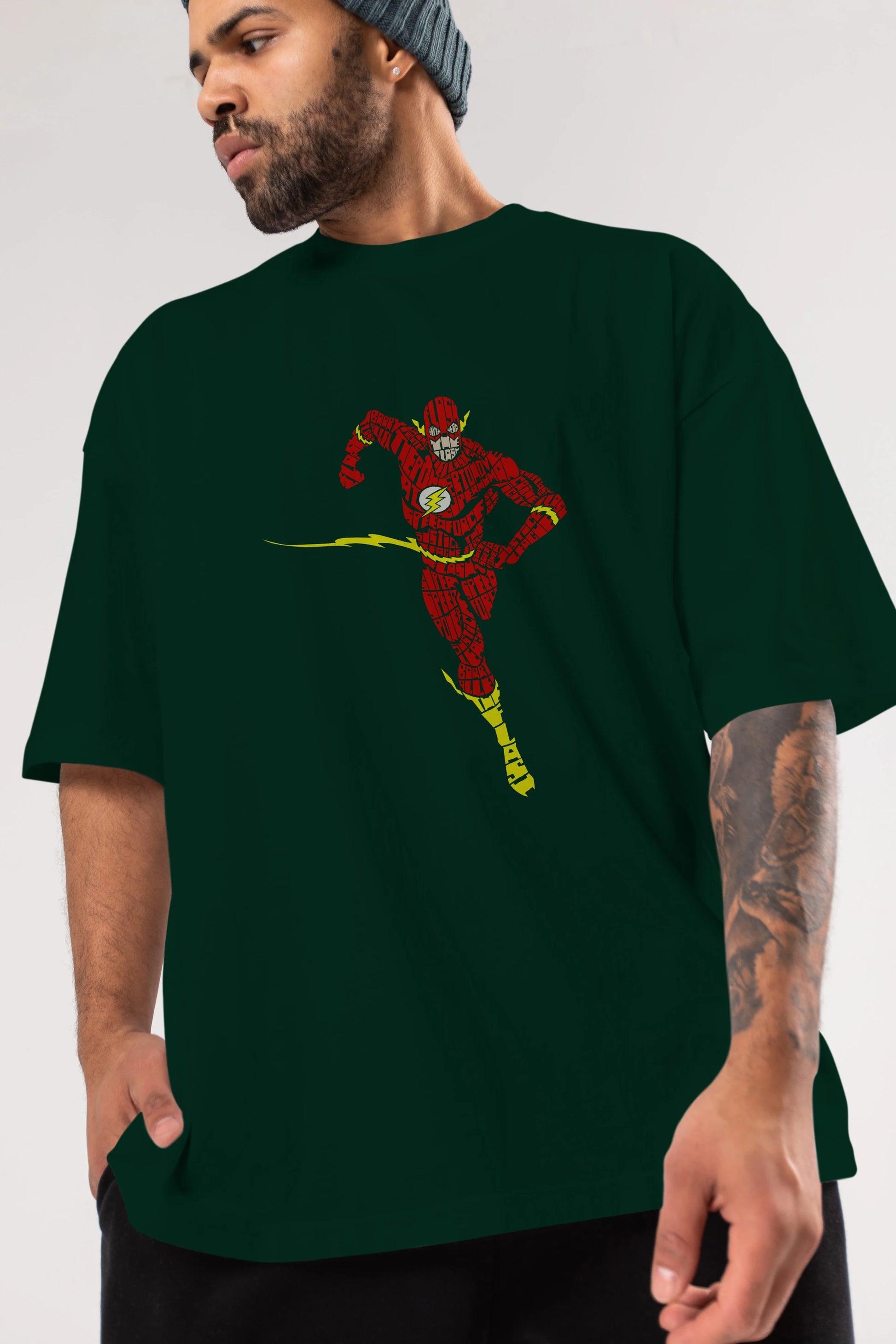 The Flash Ön Baskılı Oversize t-shirt %100 pamuk Erkek Kadın Unisex