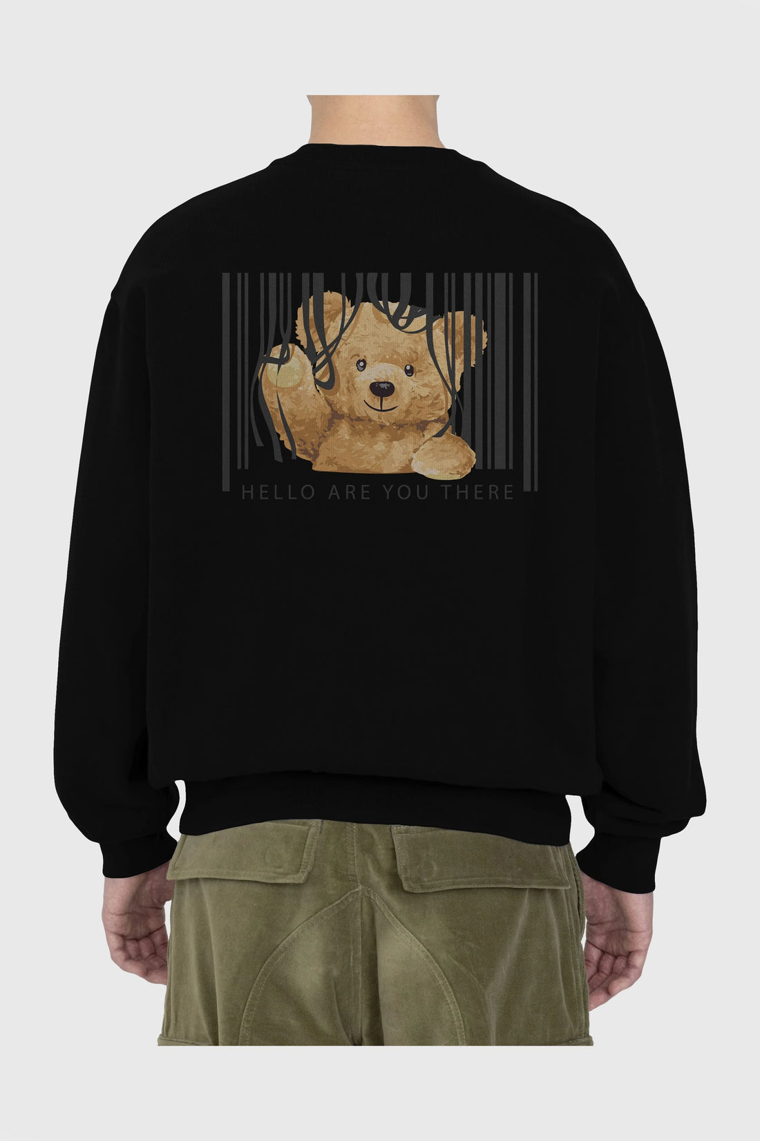 Teddy Bear Hello Arka Baskılı Oversize Sweatshirt Erkek Kadın Unisex
