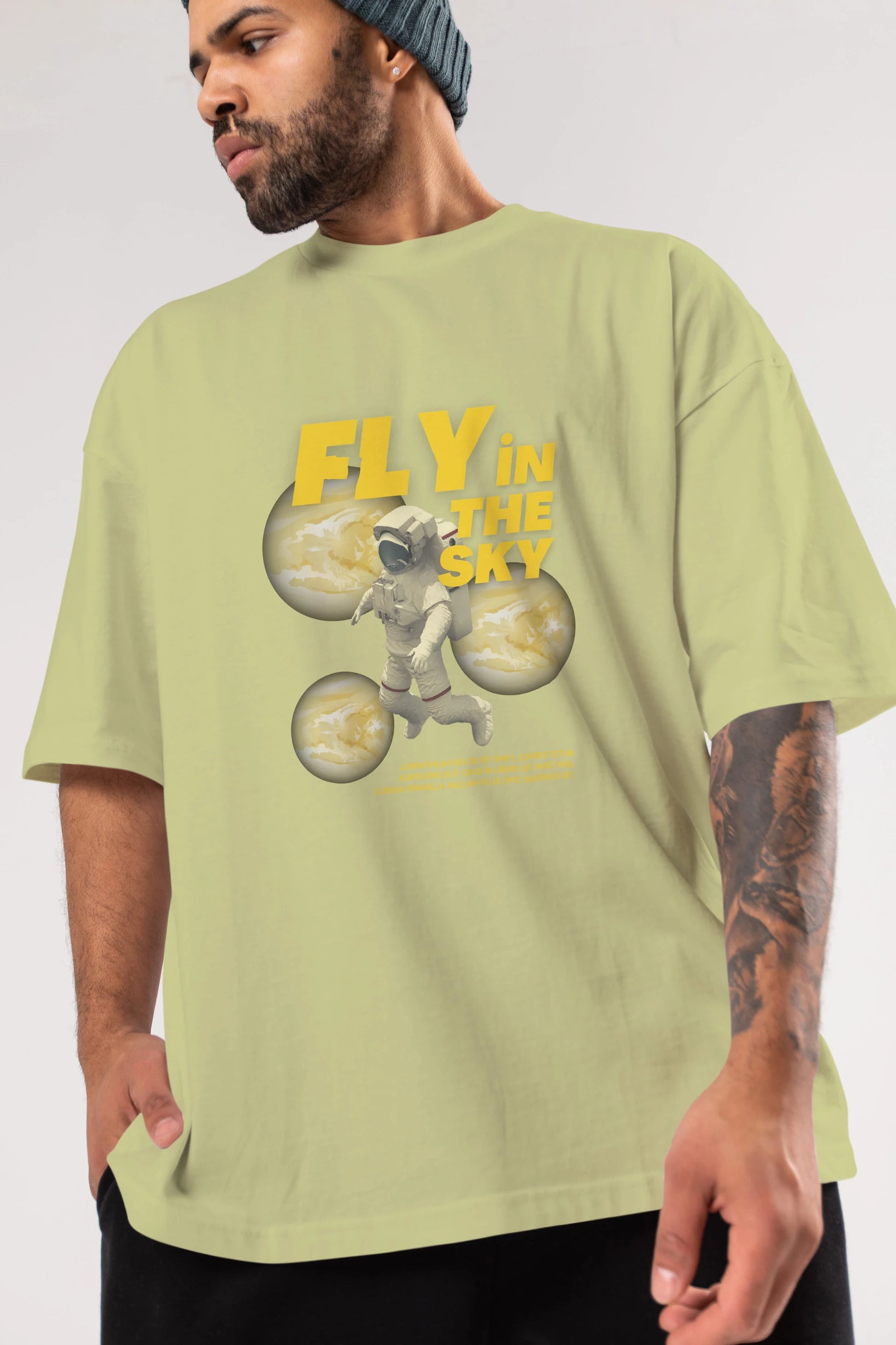 Fly in The Sky Ön Baskılı Oversize t-shirt Erkek Kadın Unisex