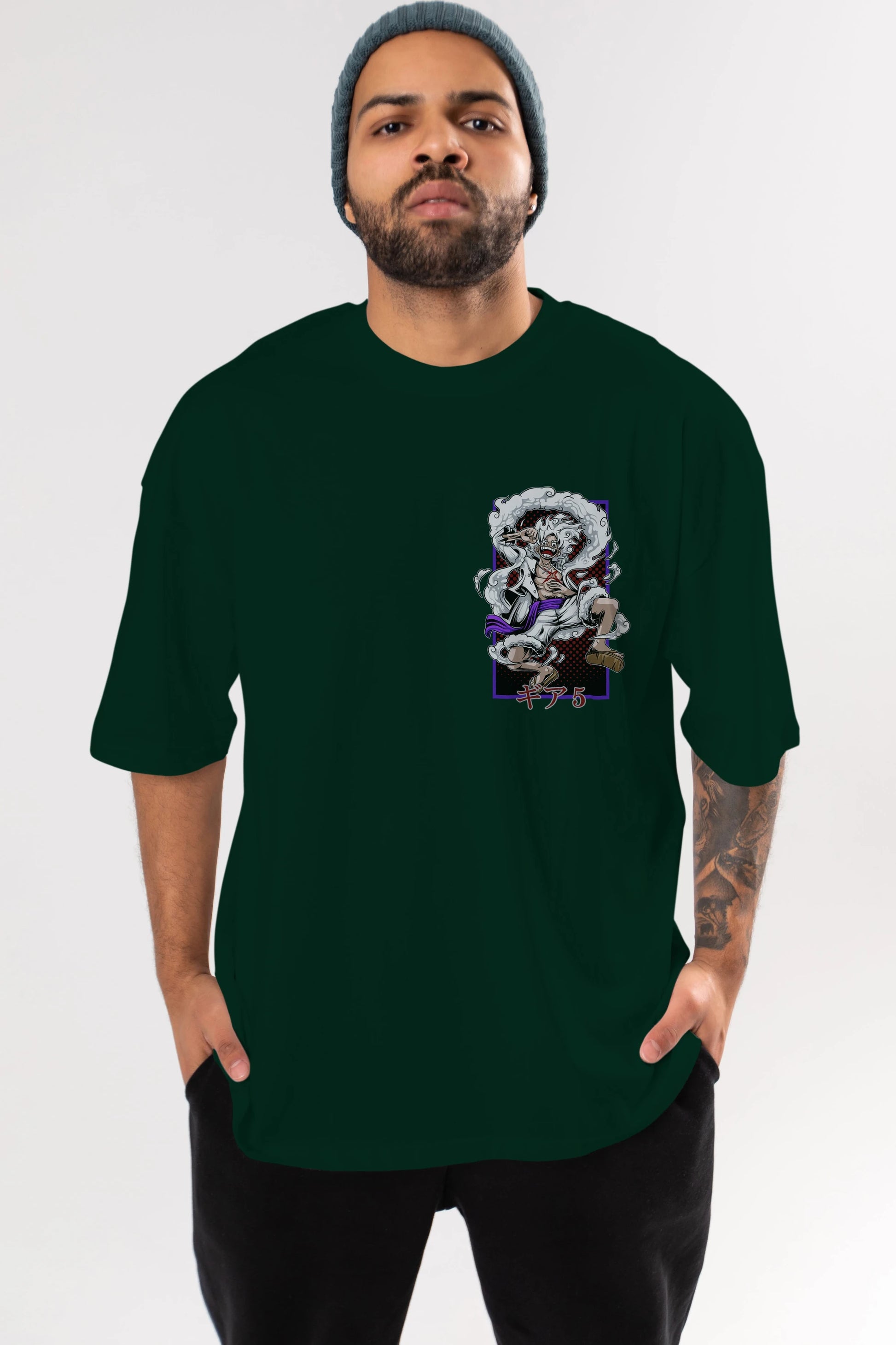 LUFFY GEAR 5 RECUADRO Ön Sol Baskılı Oversize t-shirt Erkek Kadın Unisex %100 Pamuk Bisiklet Yaka tişort