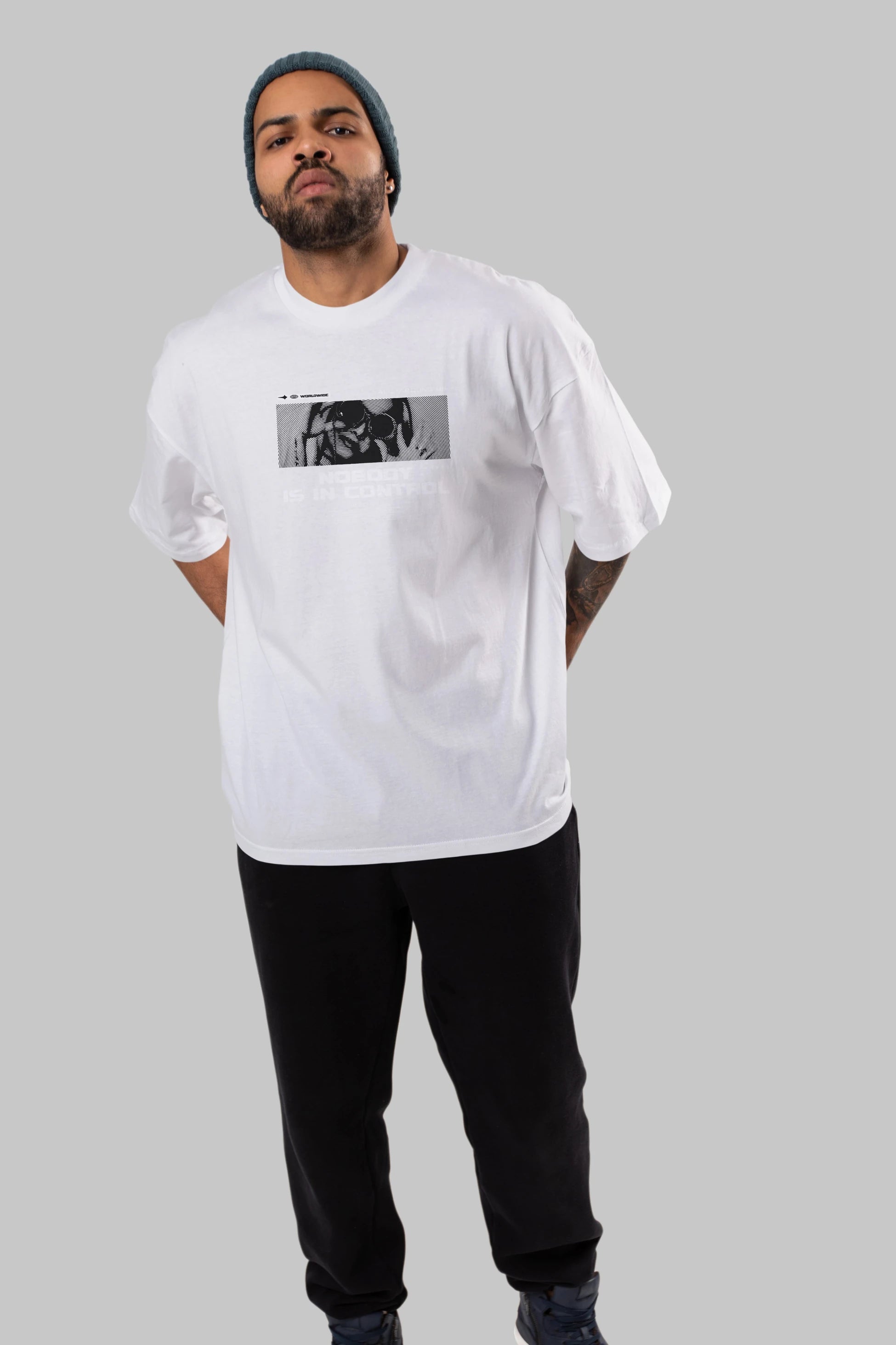 Nobody is in Control Ön Baskılı Oversize t-shirt Erkek Kadın Unisex