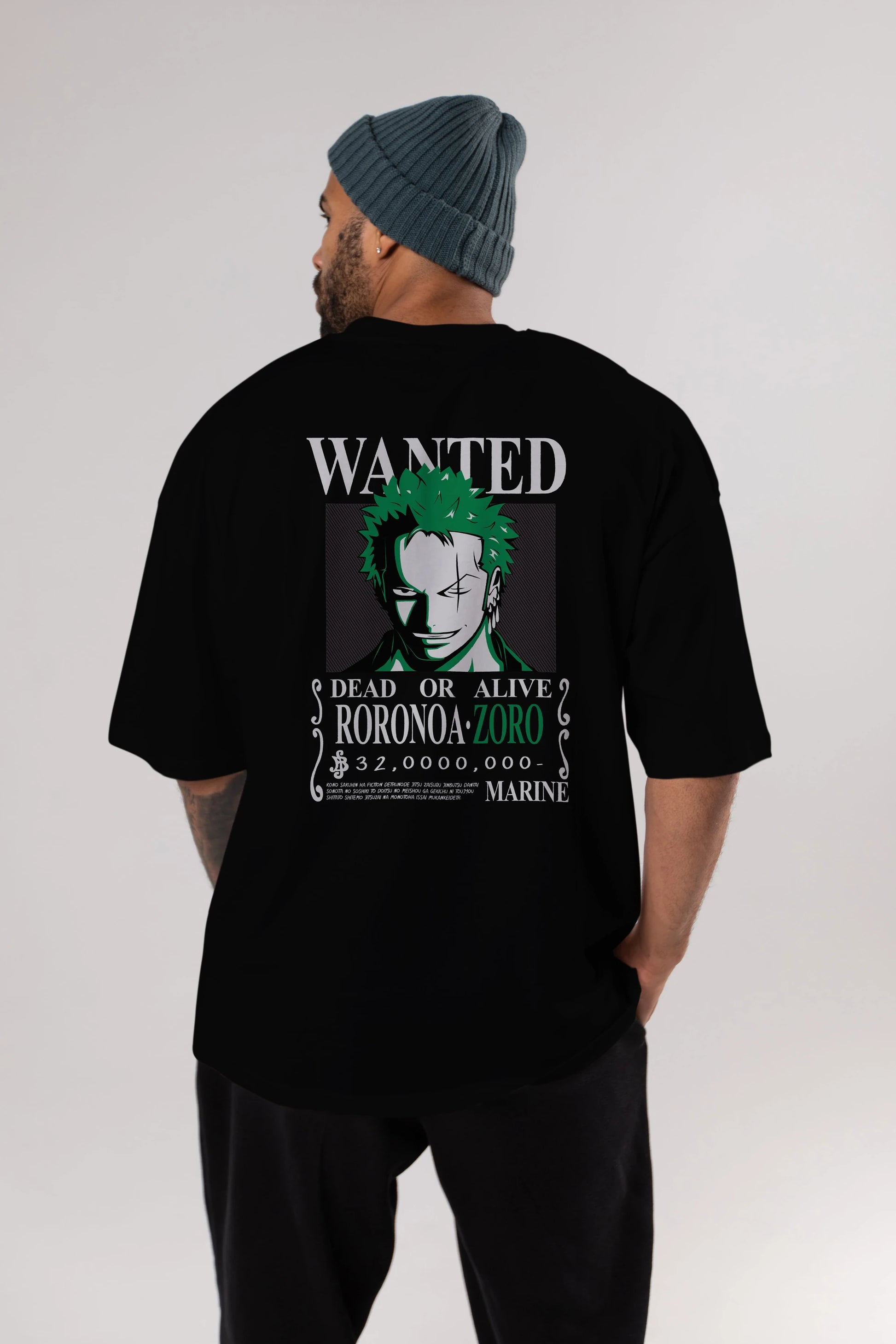 Roronoa Zoro Anime Arka Baskılı Oversize t-shirt Erkek Kadın Unisex %100 pamuk tişort