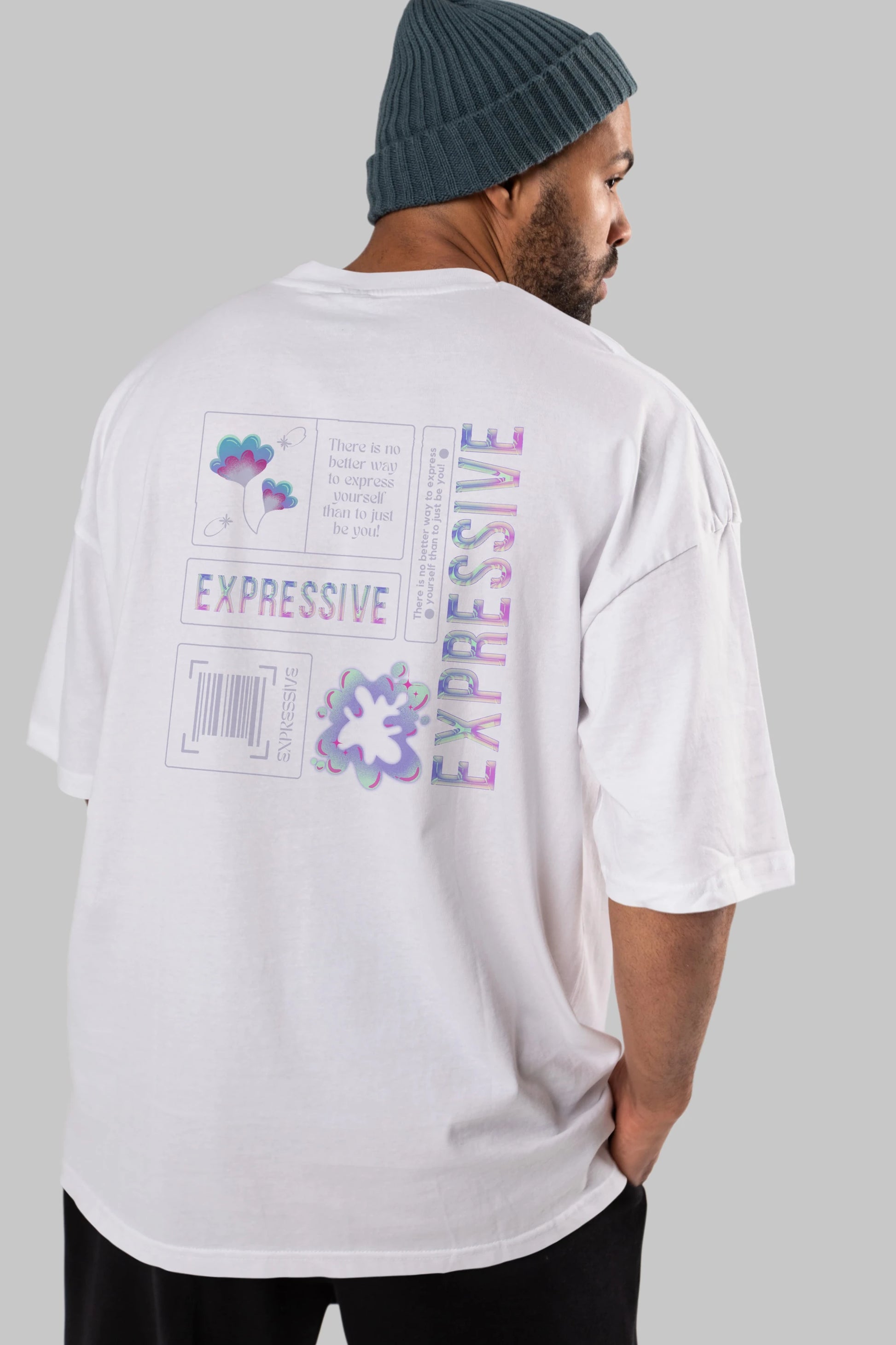 Expressive Streetwear Arka Baskılı Oversize t-shirt Erkek Kadın Unisex