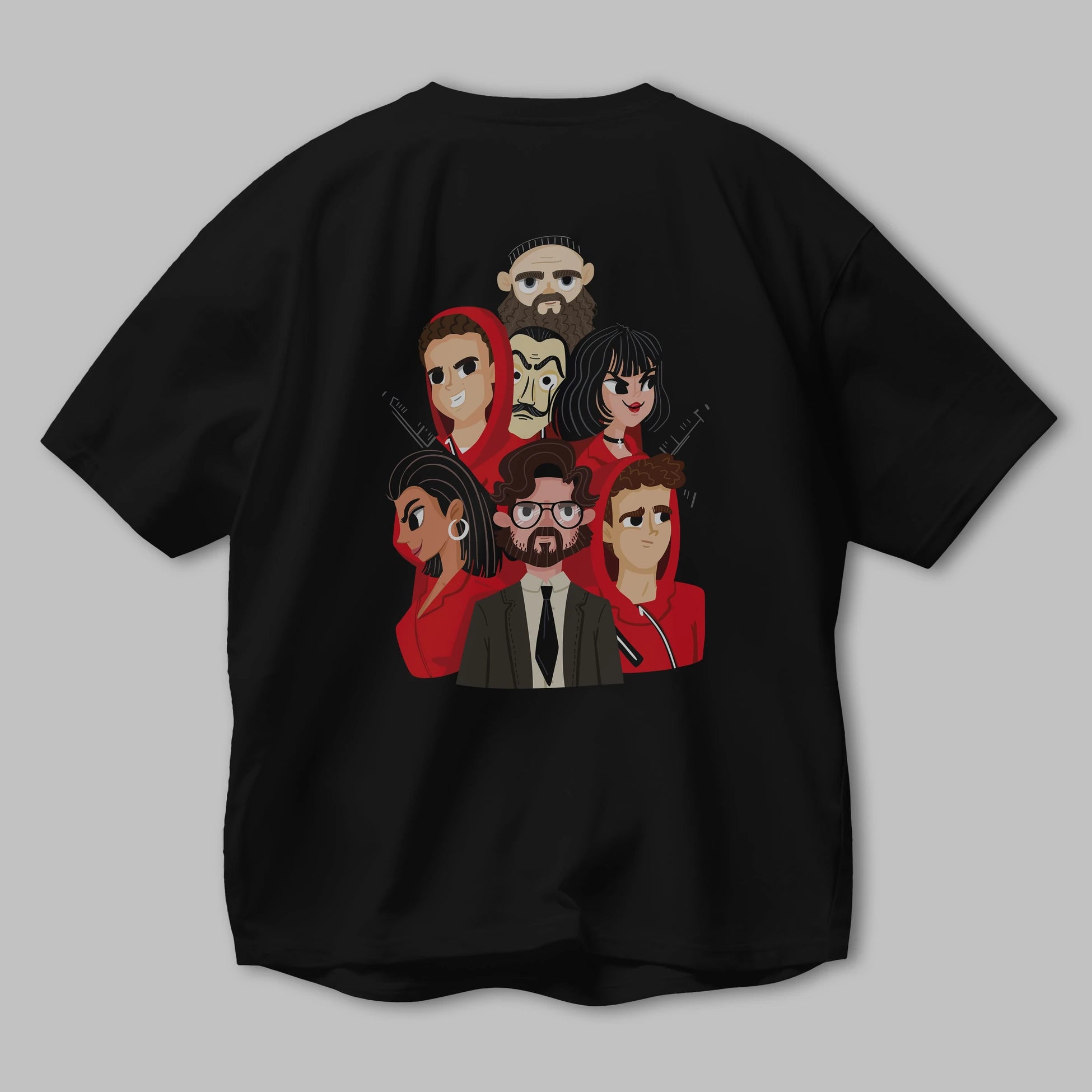 La Casa De Papel (13) Arka Baskılı Oversize t-shirt Erkek Kadın Unisex %100 Pamuk Bisiklet Yaka tişort