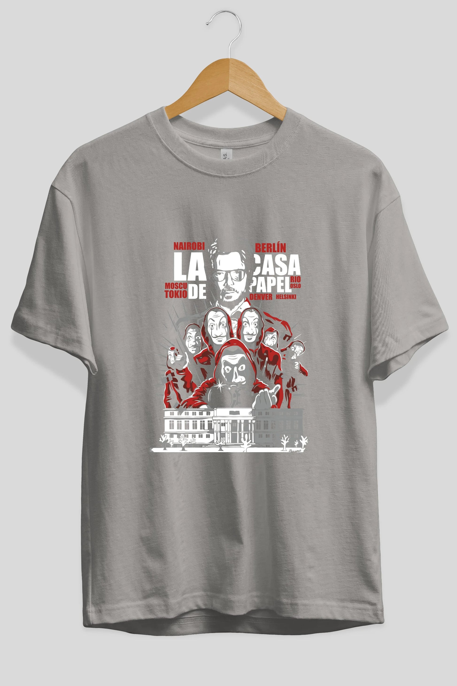 La Casa De Papel (2) Ön Baskılı Oversize t-shirt Erkek Kadın Unisex %100 Pamuk Bisiklet Yaka tişort