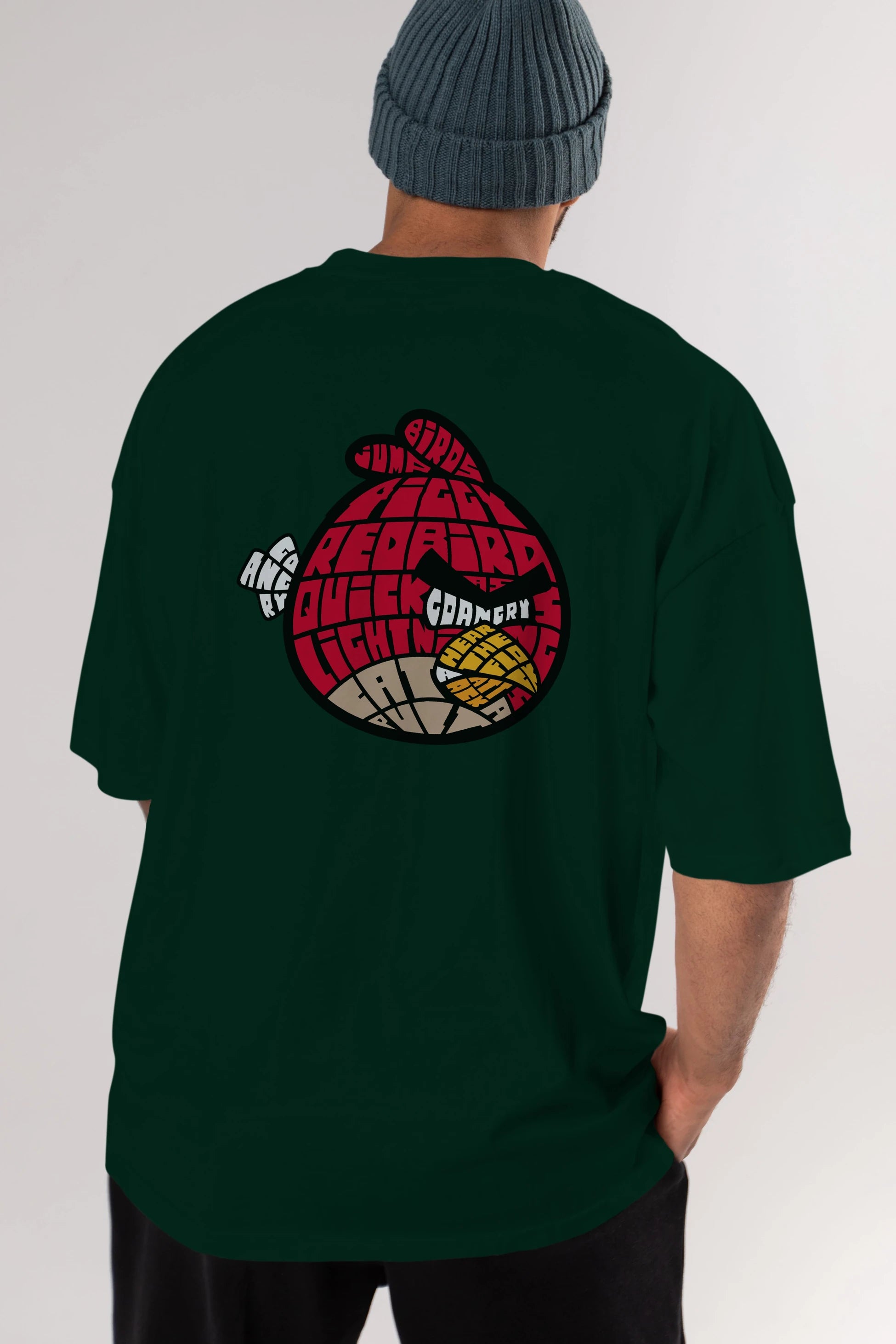 Bird With Anger Arka Baskılı Oversize t-shirt %100 pamuk Erkek Kadın Unisex