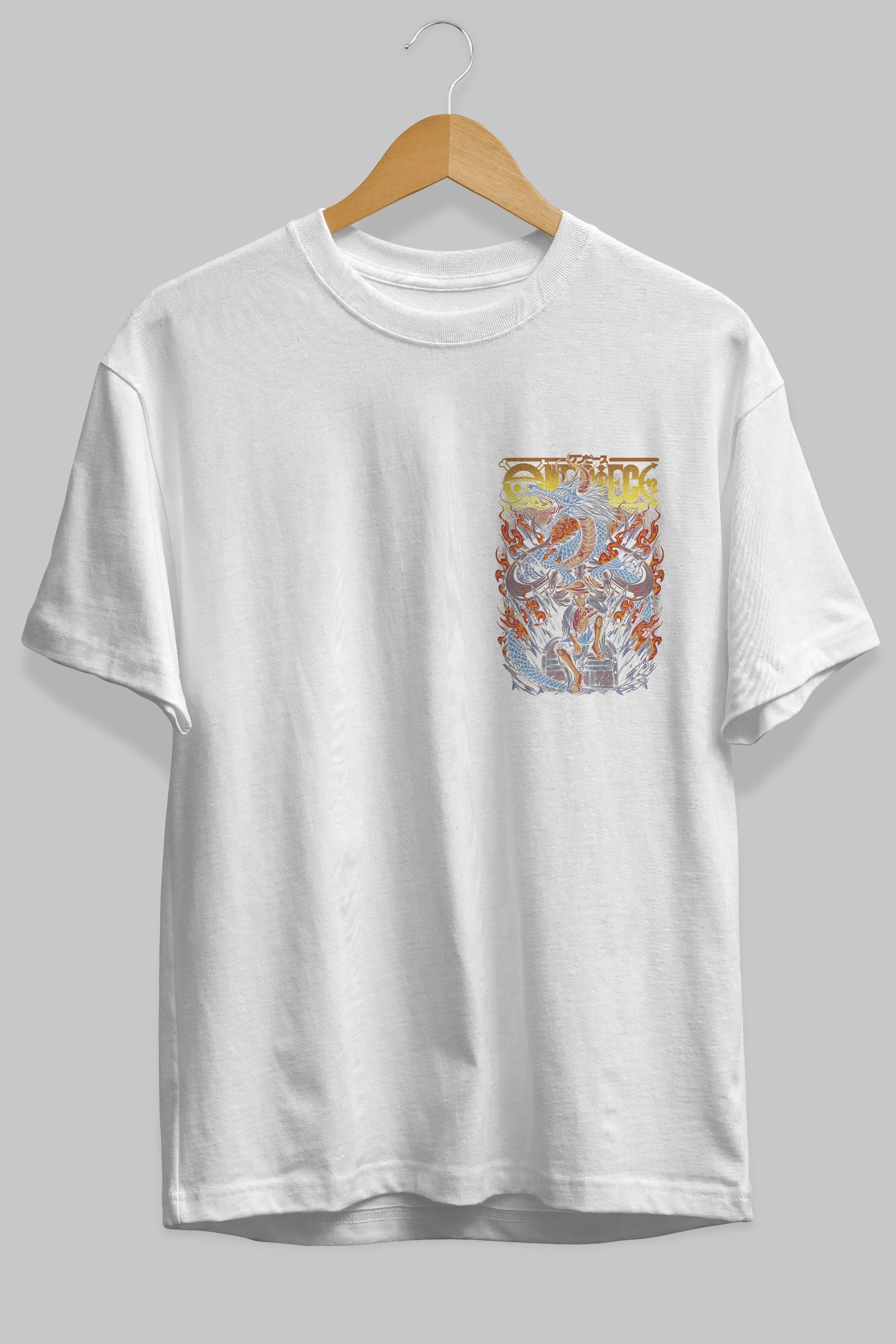 MONKEY D. LUFF-ONE PIECE Ön Sol Baskılı Oversize t-shirt Erkek Kadın Unisex %100 Pamuk Bisiklet Yaka tişort
