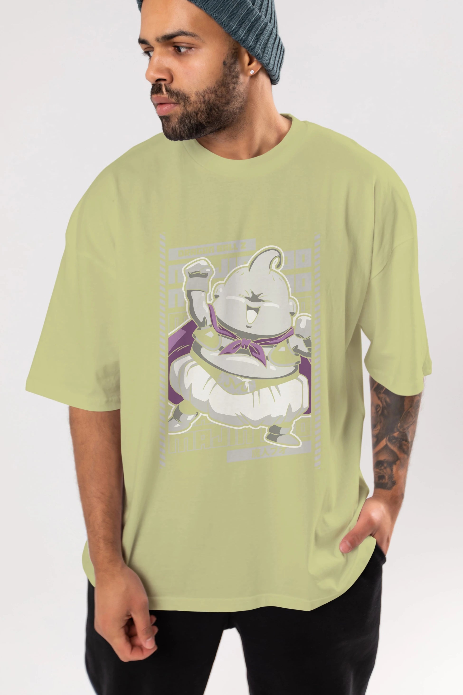MAJIN BOO2 Anime Ön Baskılı Oversize t-shirt %100 pamuk Erkek Kadın Unisex