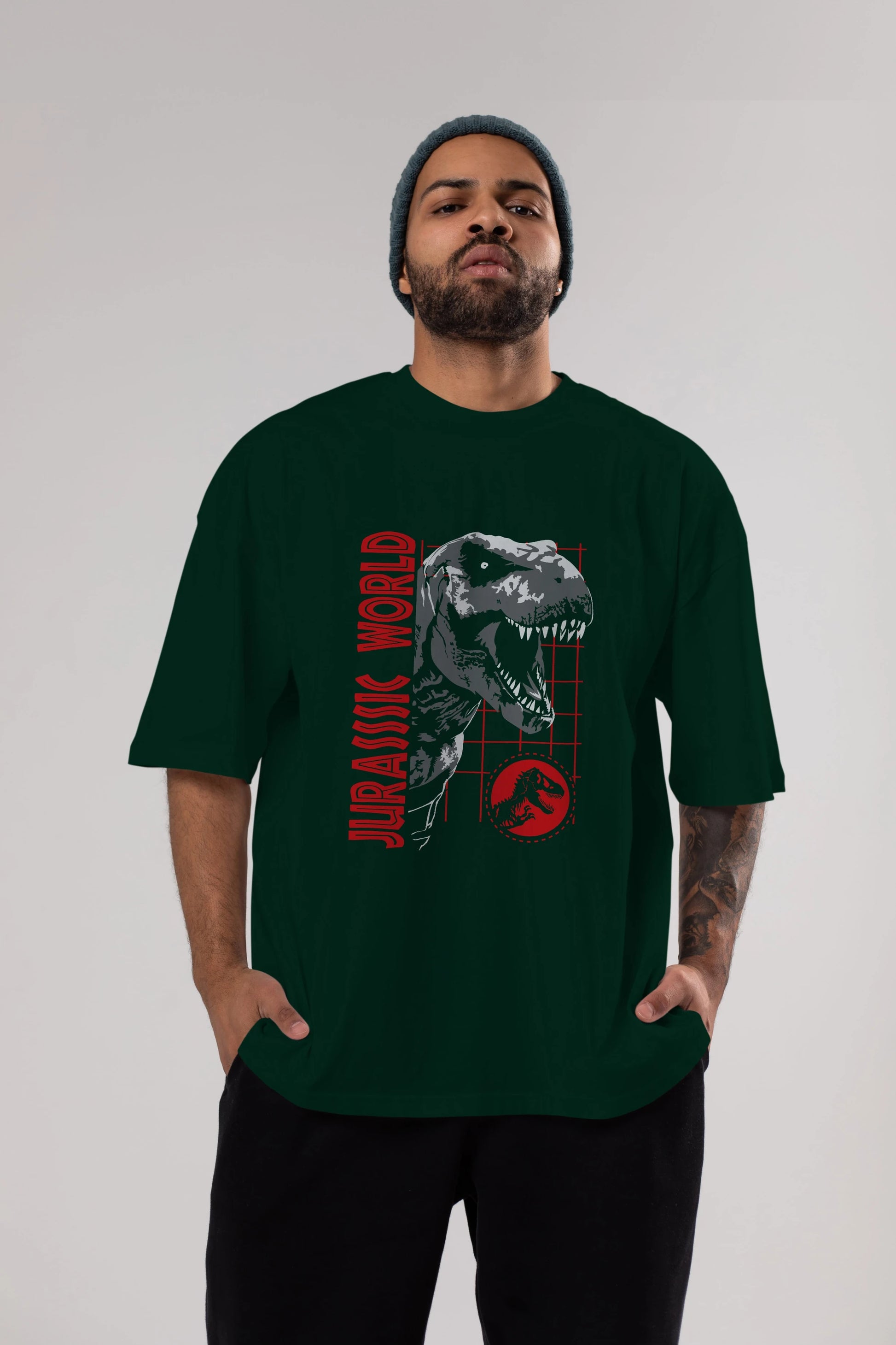 Jurassic Park (2) Ön Baskılı Oversize t-shirt Erkek Kadın Unisex %100 Pamuk Bisiklet Yaka tişort