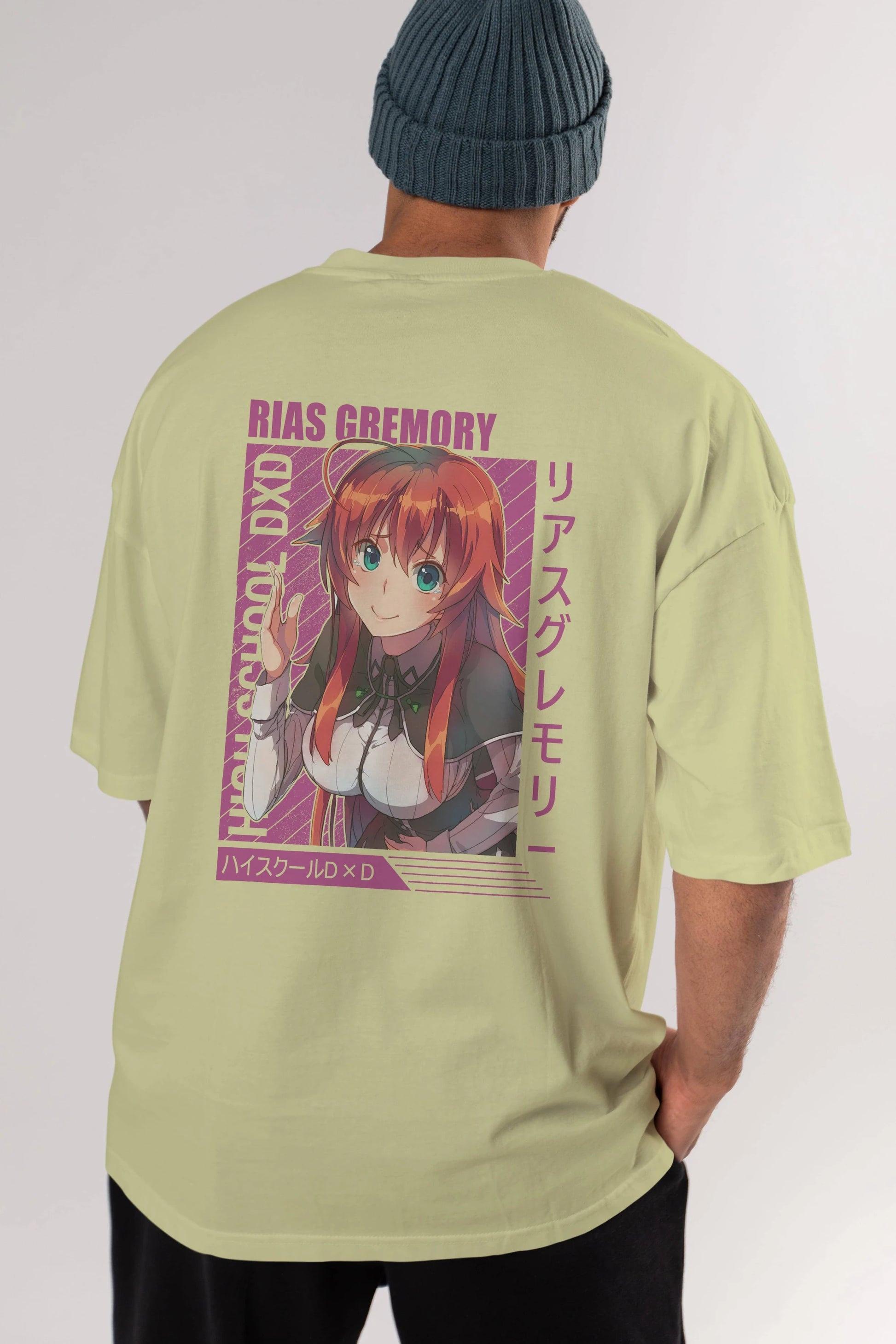 Rias Gremory 10 Anime Arka Baskılı Oversize t-shirt Erkek Kadın Unisex