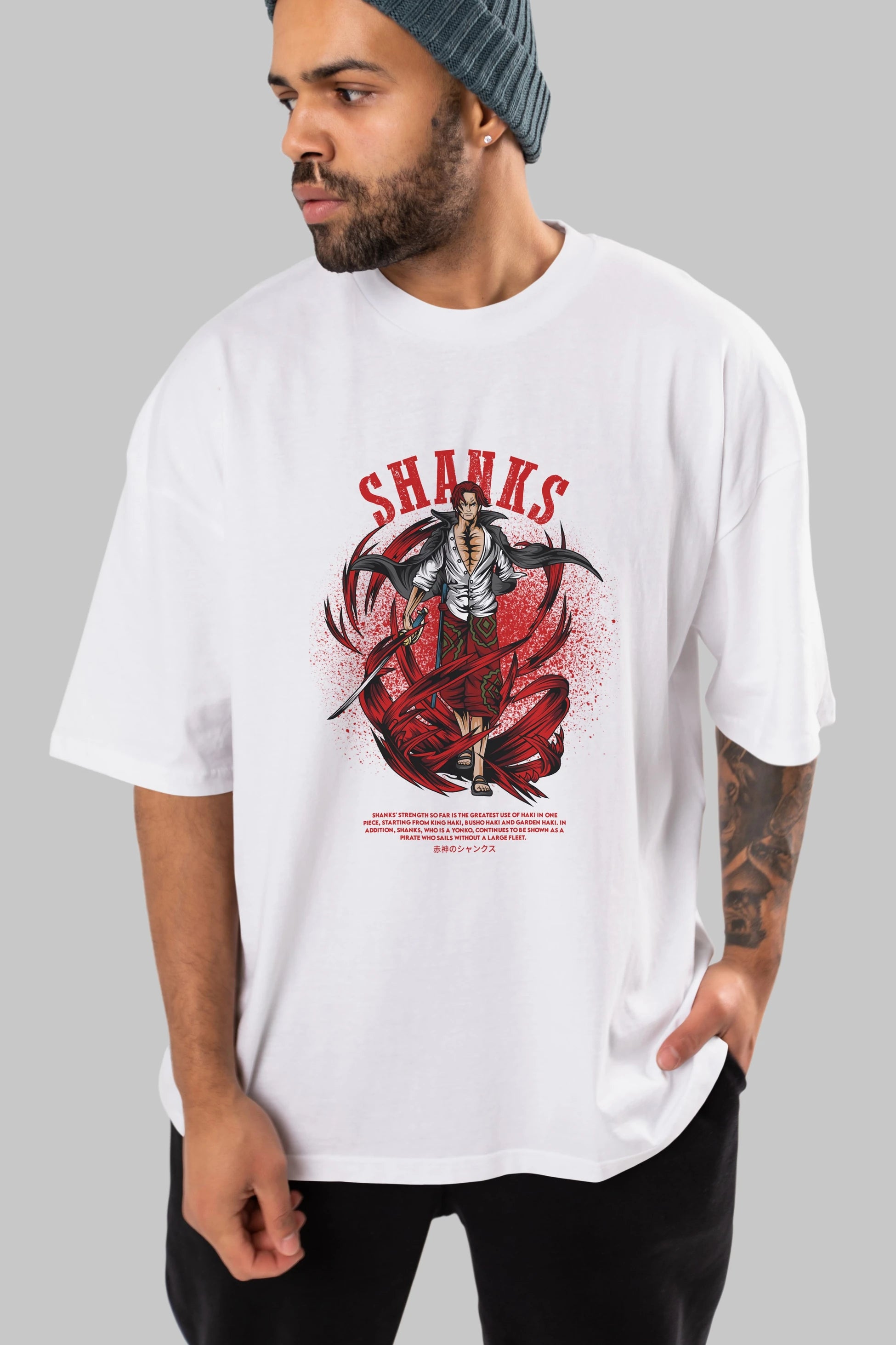 Shanks Anime Ön Baskılı Oversize t-shirt %100 pamuk Erkek Kadın Unisex
