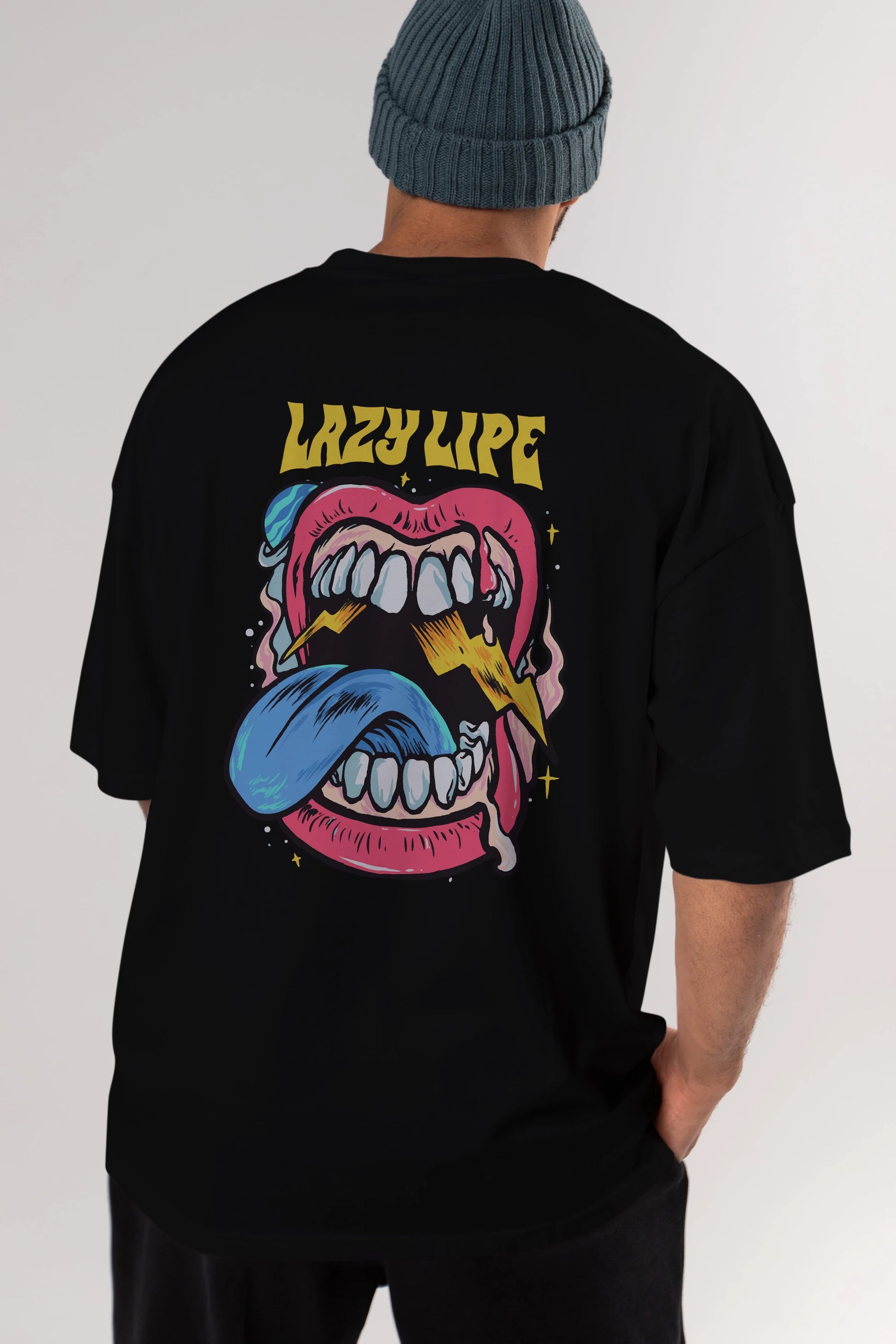Lazy Lipe Arka Baskılı Oversize t-shirt Erkek Kadın Unisex