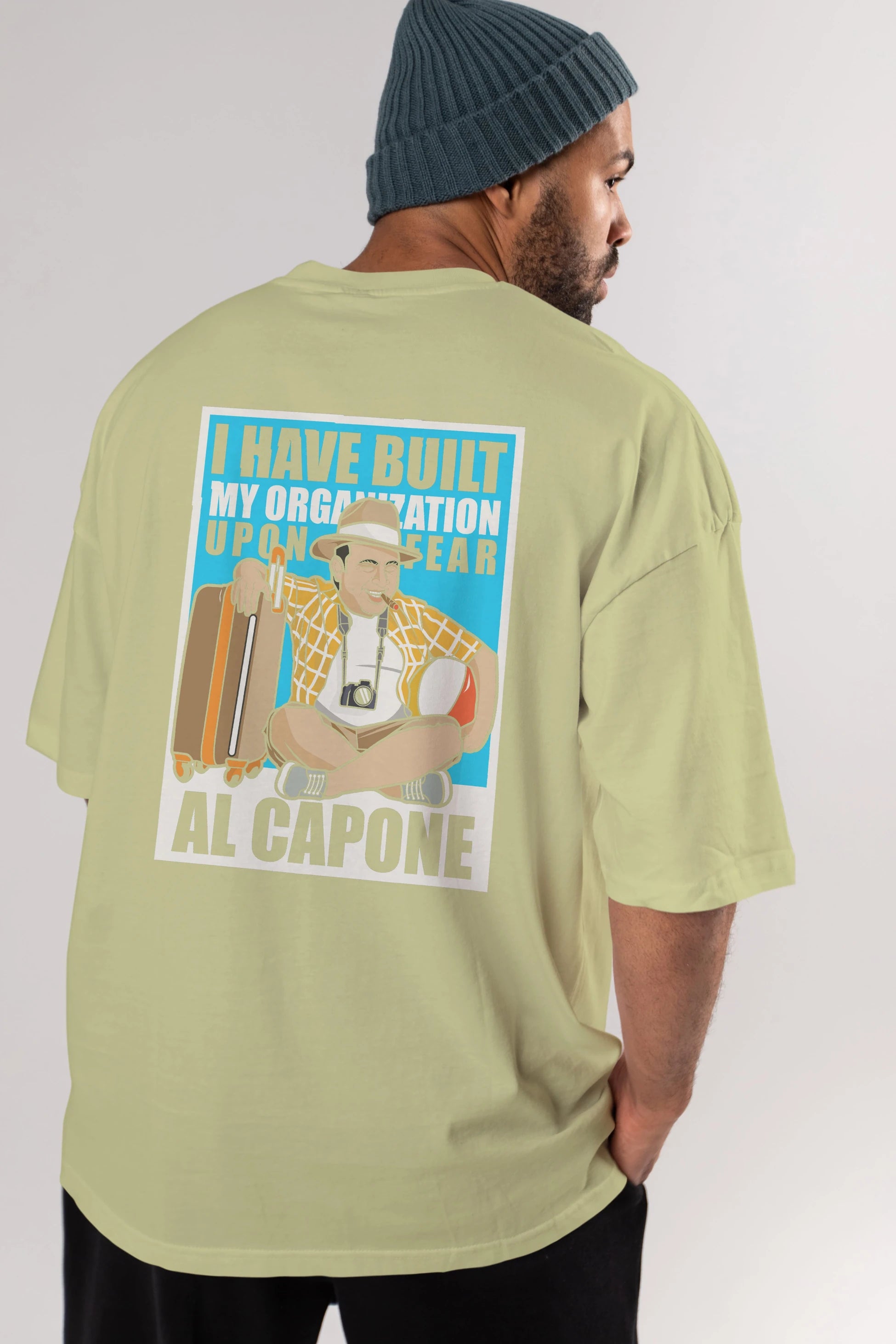 Al Capone Holiday Arka Baskılı Oversize t-shirt Erkek Kadın Unisex %100 Pamuk tişort