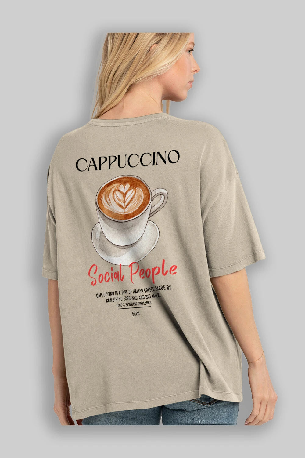 Cappuccino Kokteyl Serisi Baskılı Oversize t-shirt Erkek Kadın Unisex %100 Pamuk Bisiklet Yaka tişort