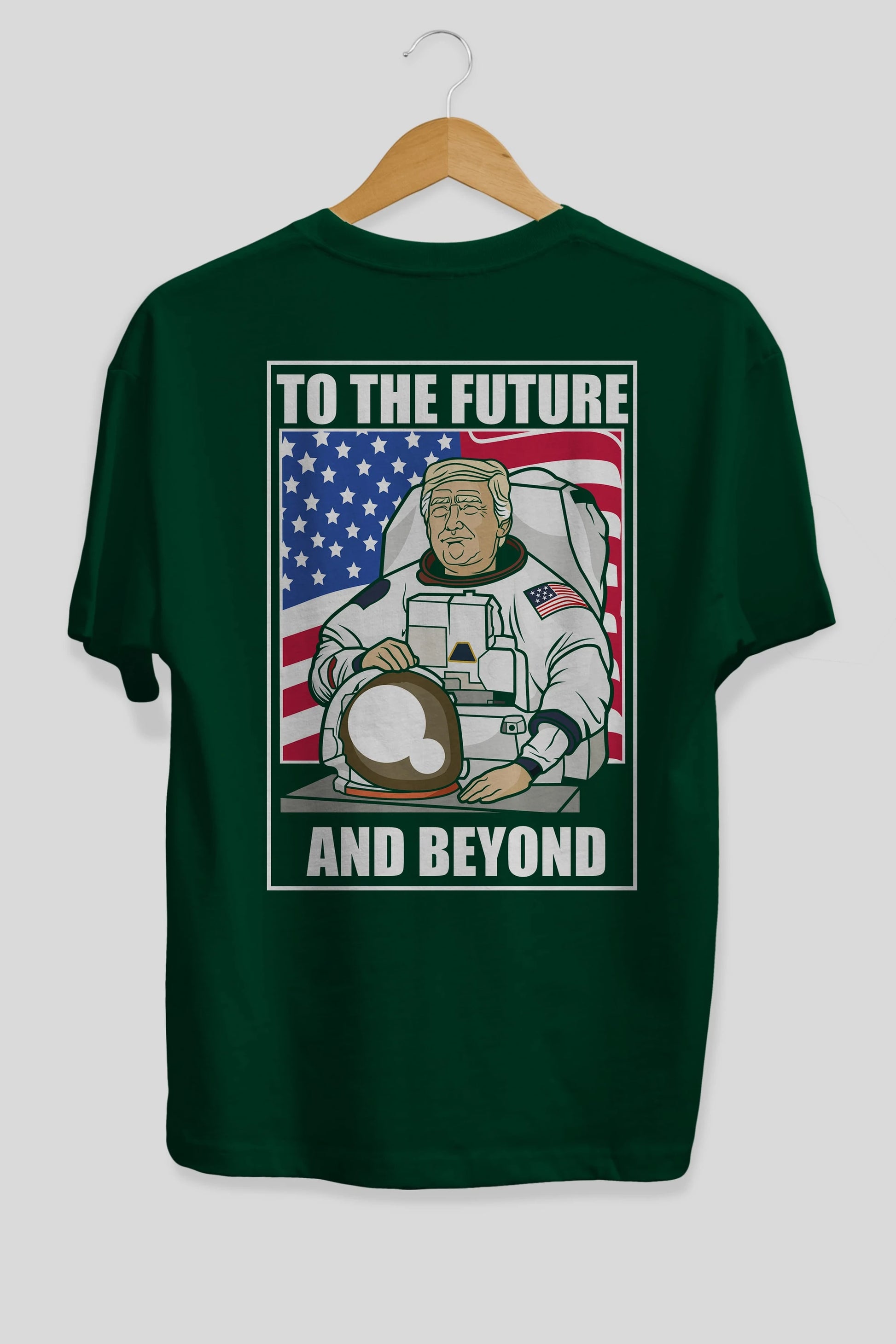 Trumpstronaut Arka Baskılı Oversize t-shirt Erkek Kadın Unisex %100 Pamuk tişort