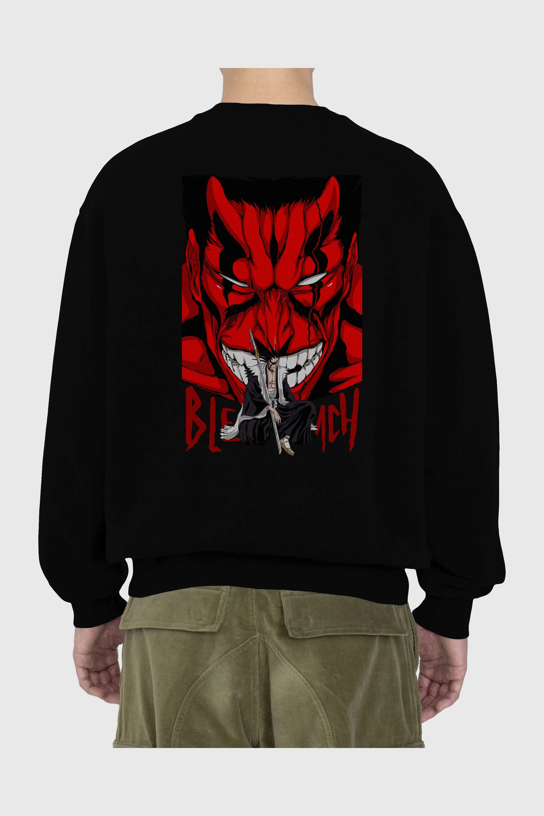 KENPACHI ZARAKI BLEACH Anime Arka Baskılı Oversize Sweatshirt Erkek Kadın Unisex