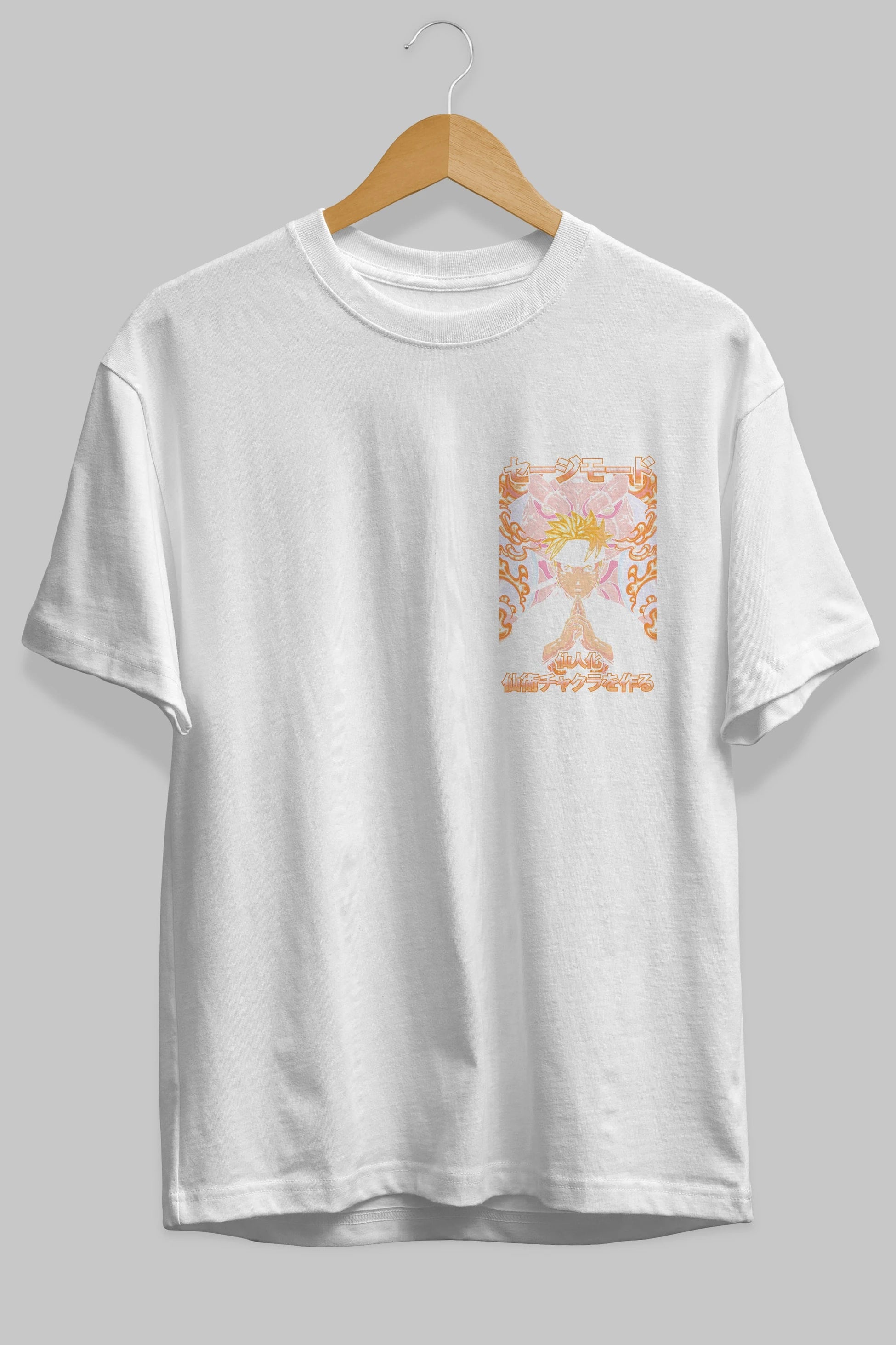 NARUTO (10) Ön Sol Baskılı Oversize t-shirt Erkek Kadın Unisex %100 Pamuk Bisiklet Yaka tişort