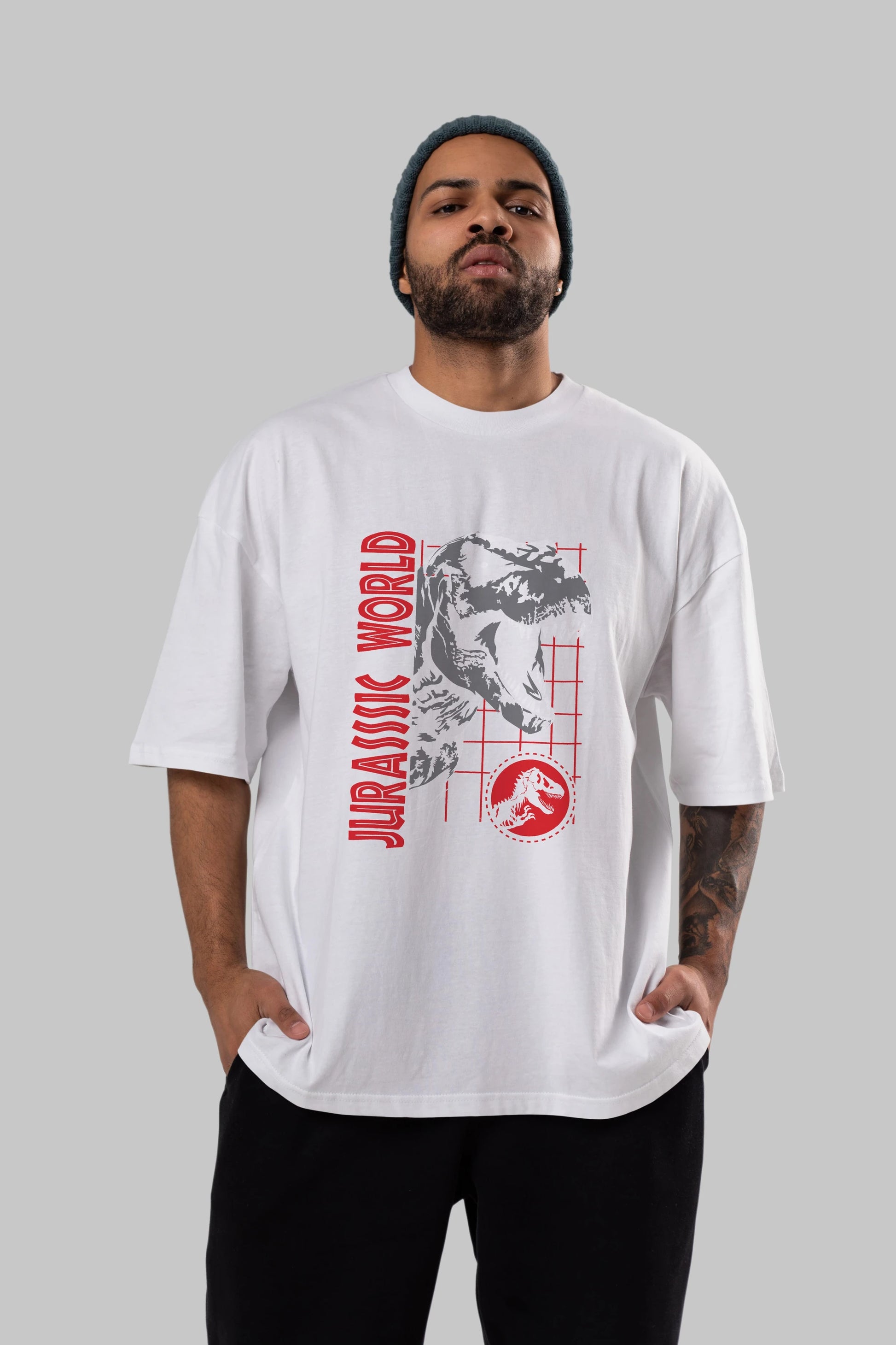 Jurassic Park (2) Ön Baskılı Oversize t-shirt Erkek Kadın Unisex %100 Pamuk Bisiklet Yaka tişort