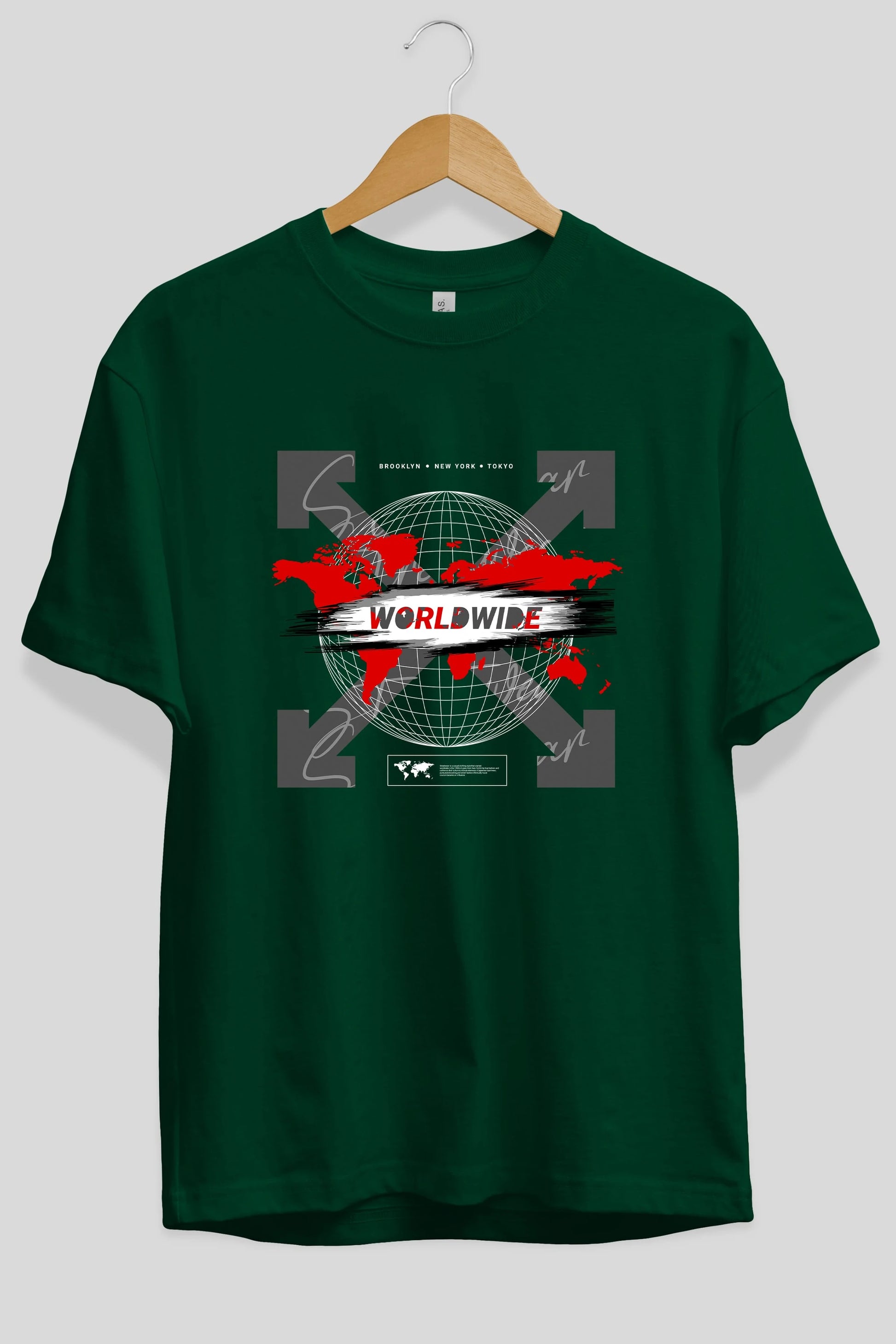 Worldwide Style Ön Baskılı Oversize t-shirt Erkek Kadın Unisex