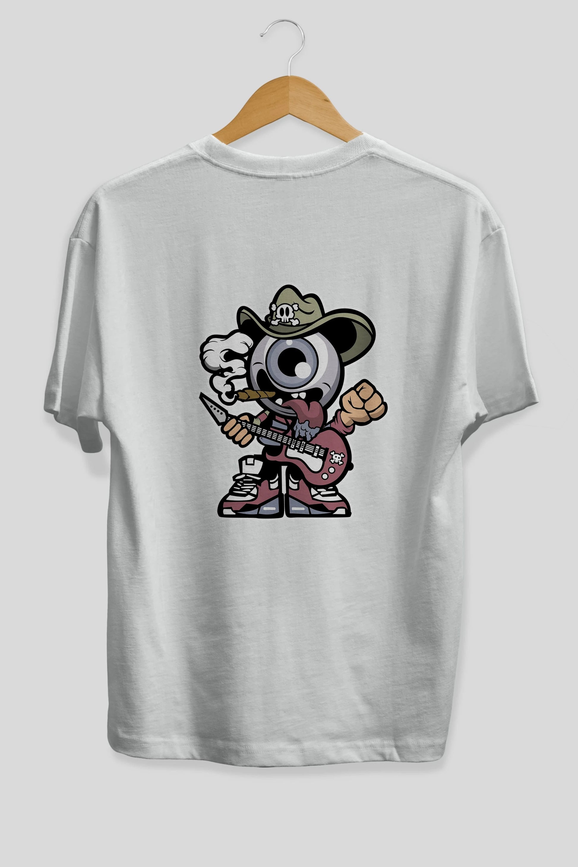 Eyeball Rockstar Cowboy Arka Baskılı Oversize t-shirt Erkek Kadın Unisex %100 Pamuk tişort