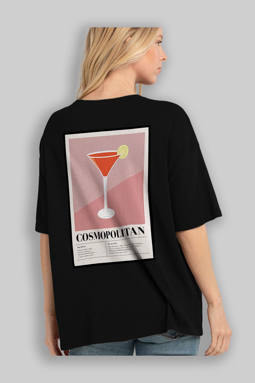 Cosmopolitan 3 Arka Baskılı Oversize t-shirt Erkek Kadın Unisex %100 Pamuk Bisiklet Yaka tişort