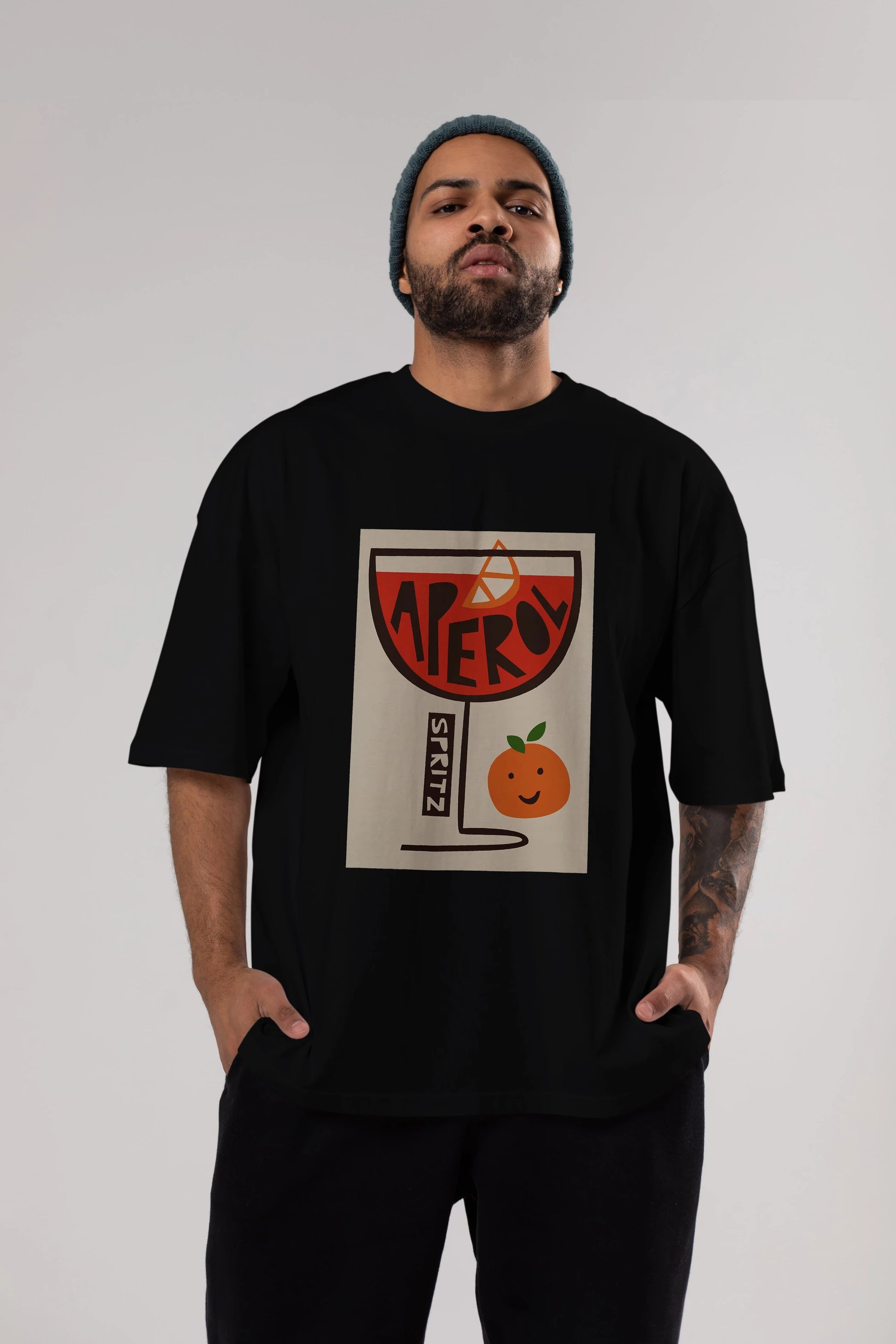 Aperol Spritz 9 Ön Baskılı Oversize t-shirt Erkek Kadın Unisex %100 Pamuk Bisiklet Yaka tişort