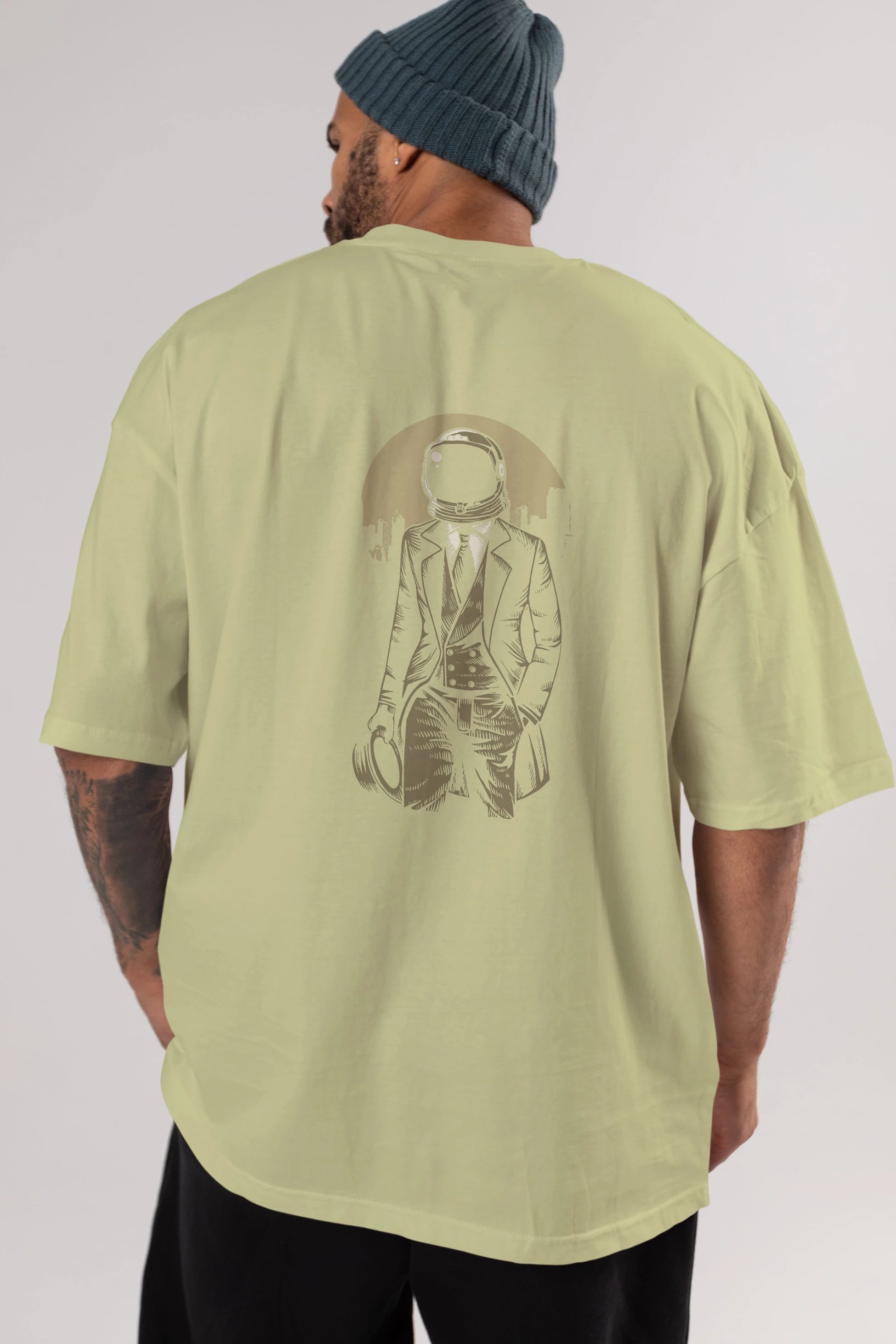 Classic Astronaut Arka Baskılı Oversize t-shirt Erkek Kadın Unisex %100 Pamuk