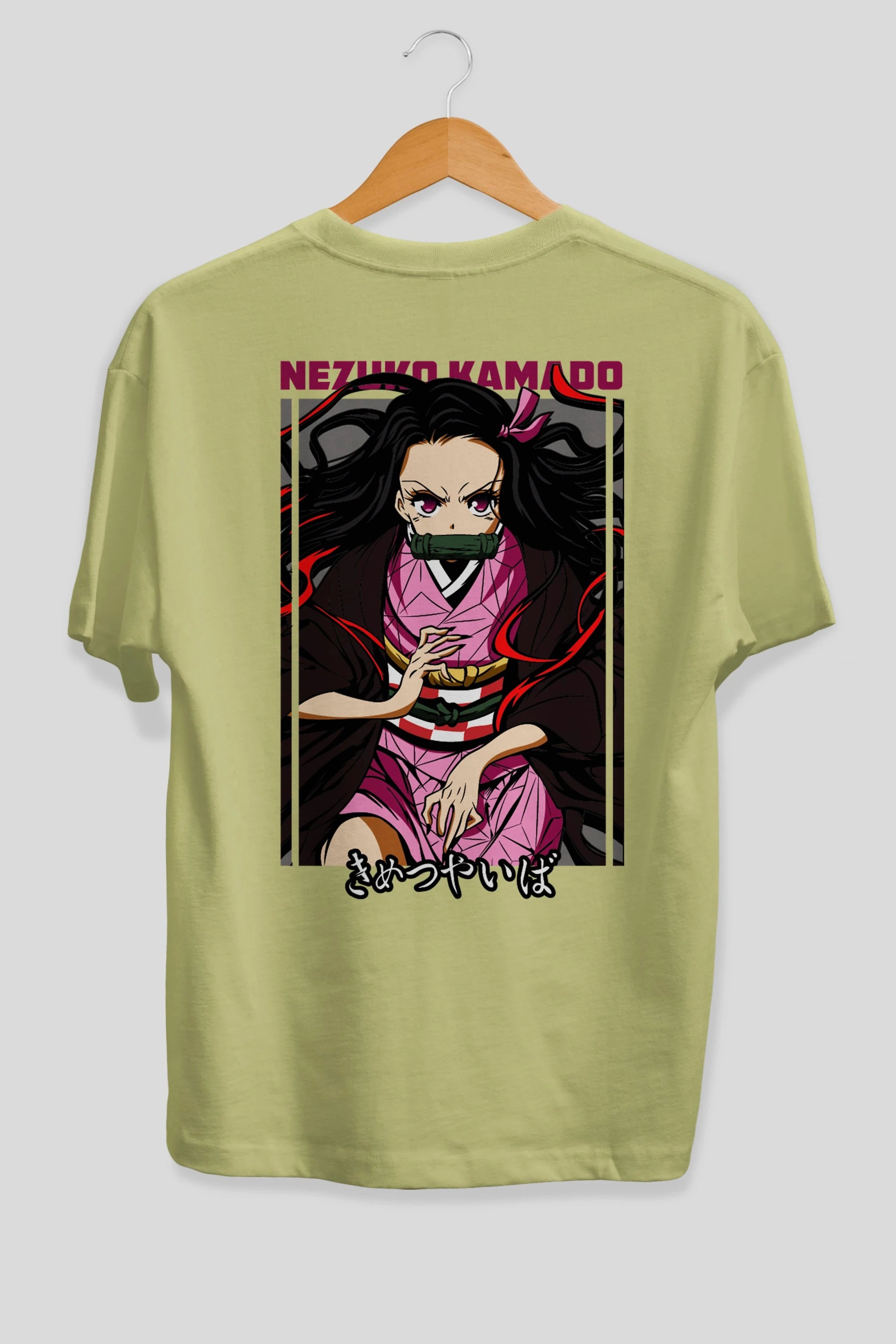 Nezuko Kamado 1 Anime Arka Baskılı Oversize t-shirt Erkek Kadın Unisex
