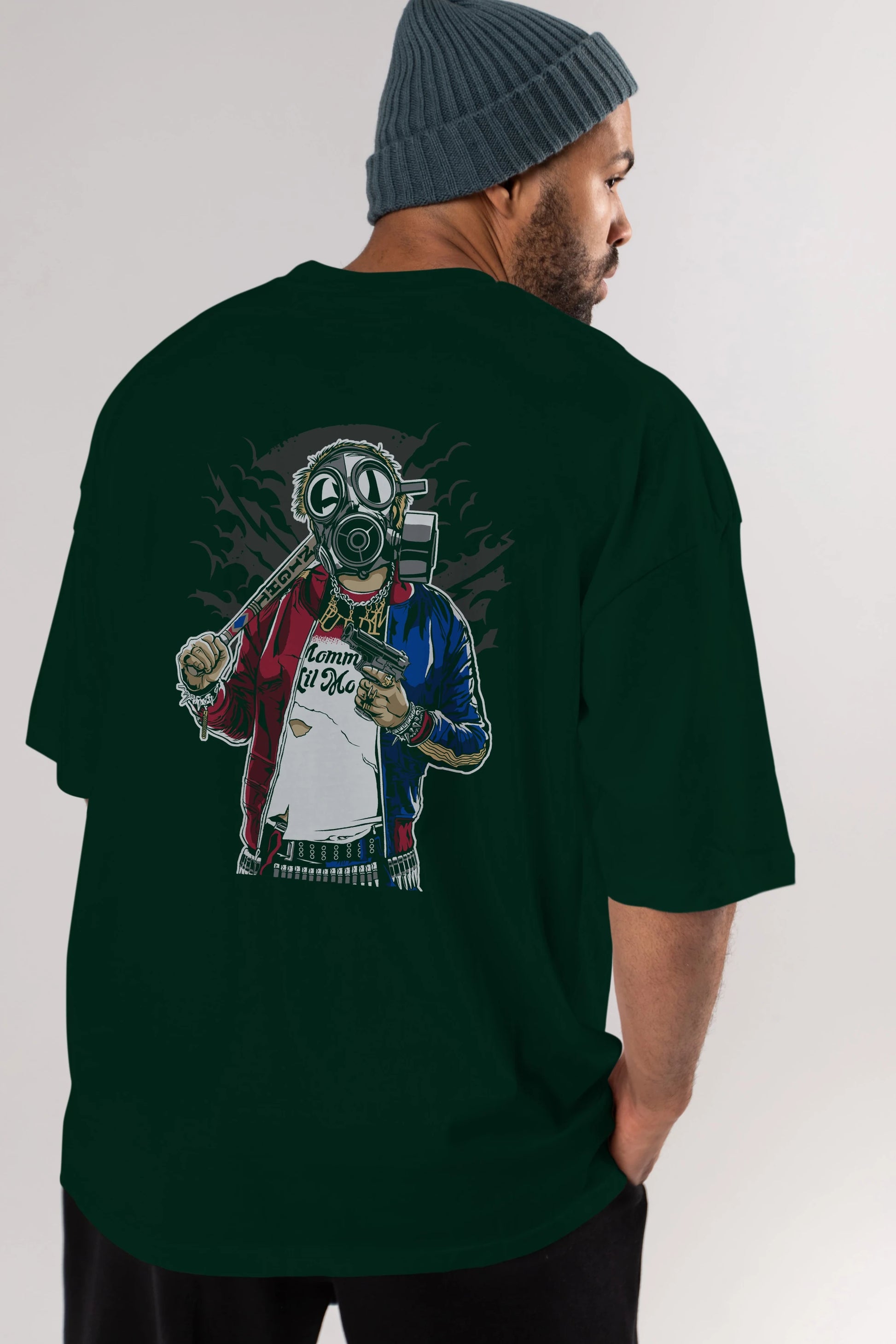 Suicide Gasmask Arka Baskılı Oversize t-shirt Erkek Kadın Unisex %100 Pamuk