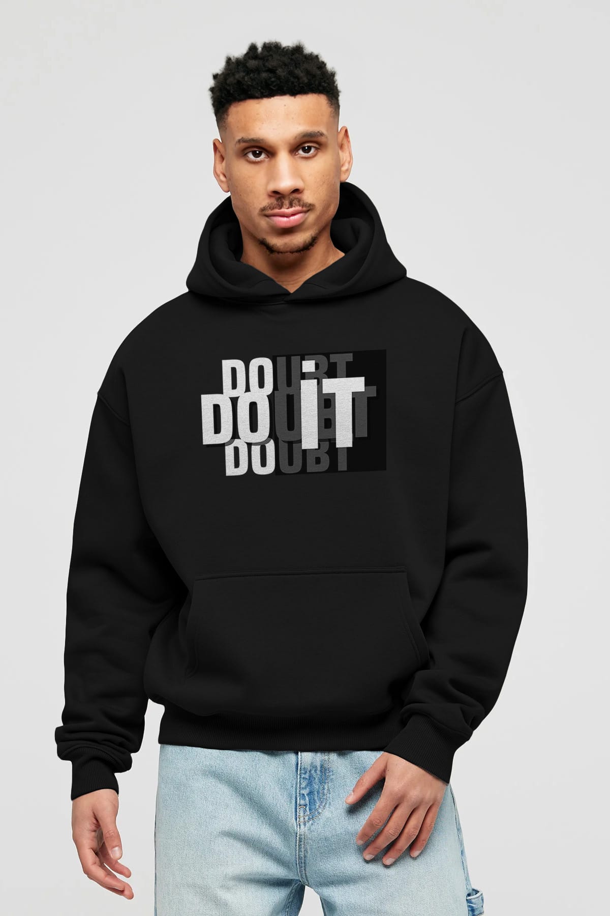 Do it Yazılı Ön Baskılı Oversize Hoodie Kapüşonlu Sweatshirt Erkek Kadın Unisex