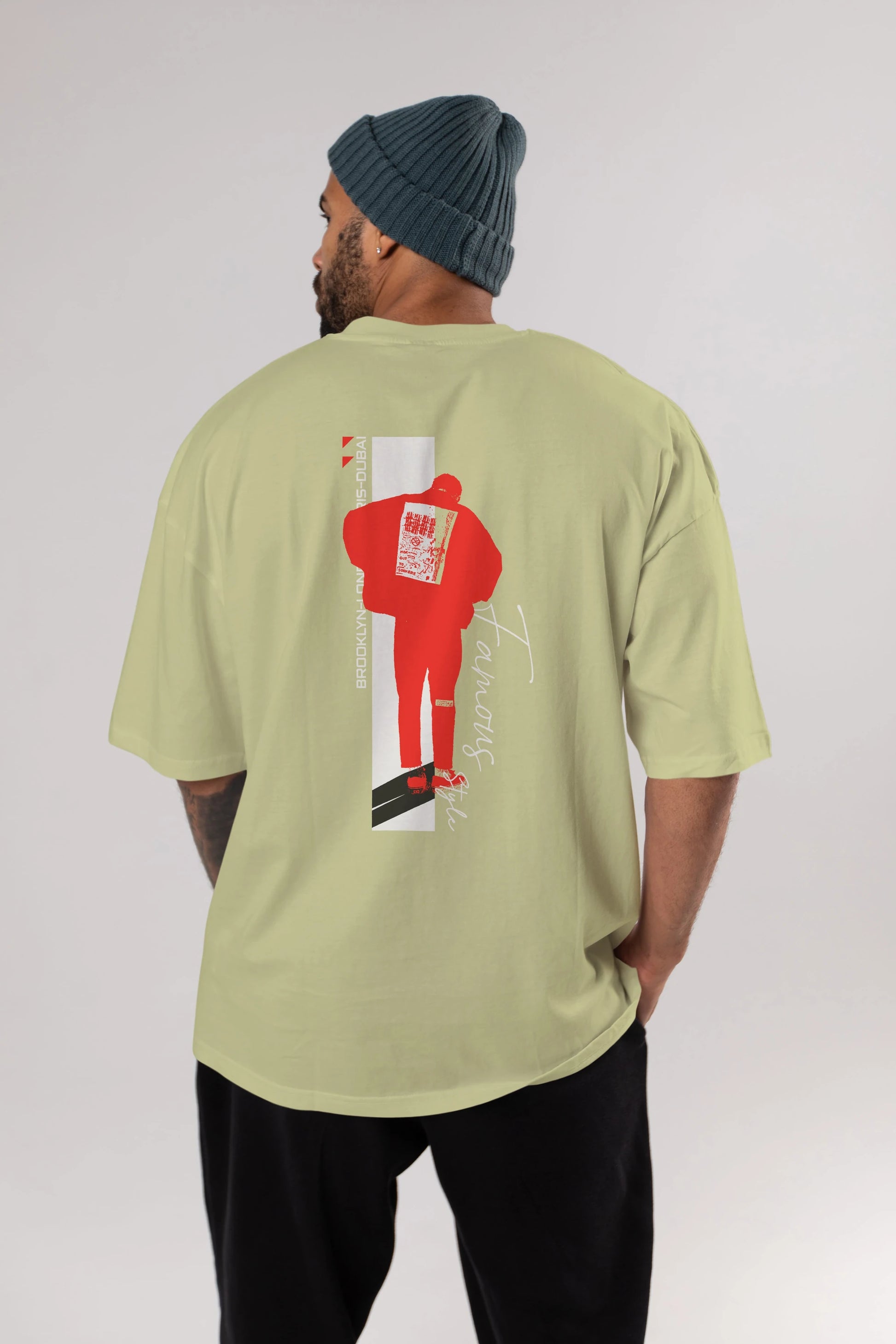 Brooklyn Style Arka Baskılı Oversize t-shirt Erkek Kadın Unisex