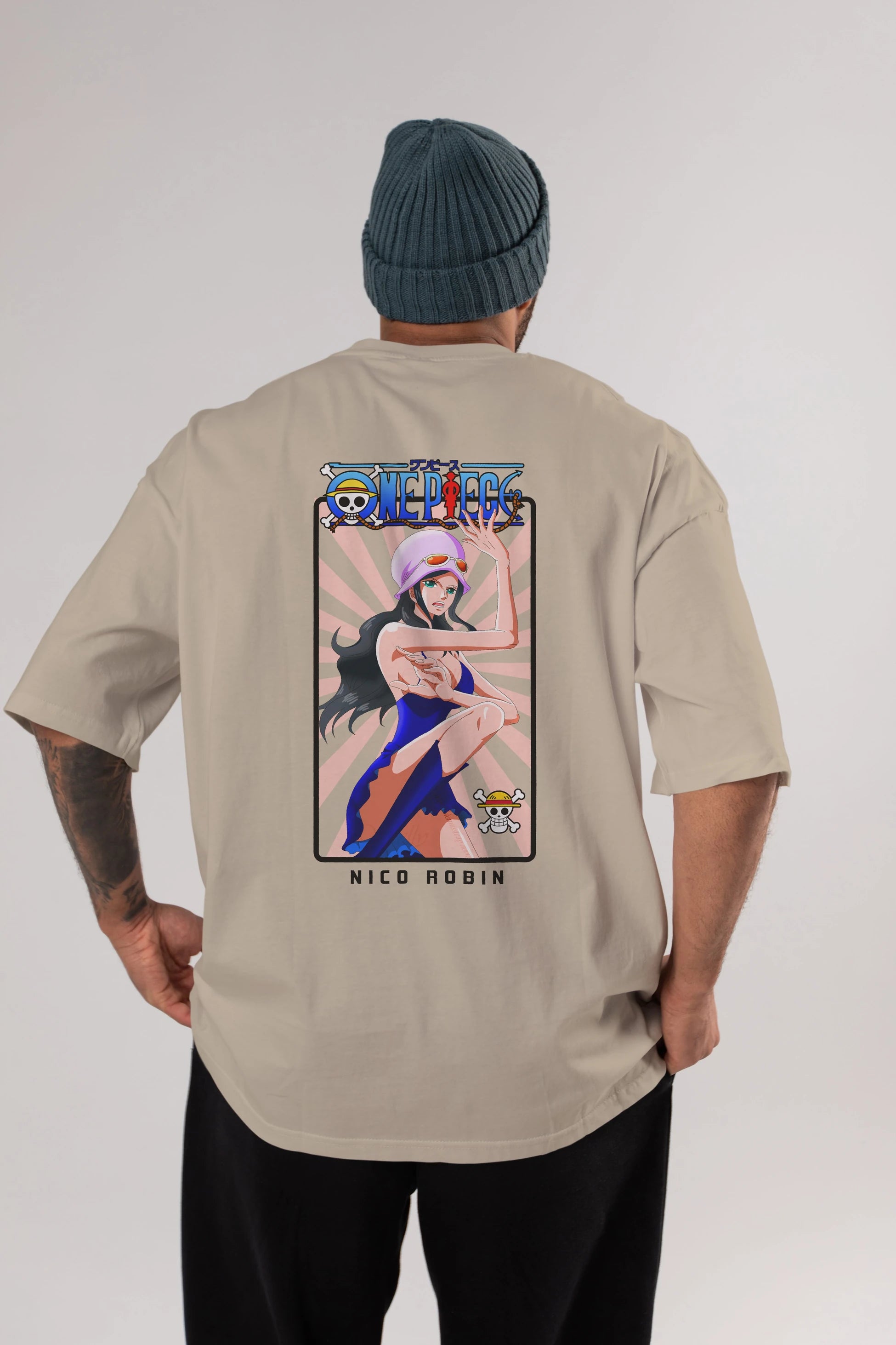 Nico Robin Anime Arka Baskılı Oversize t-shirt Erkek Kadın Unisex %100 pamuk tişort