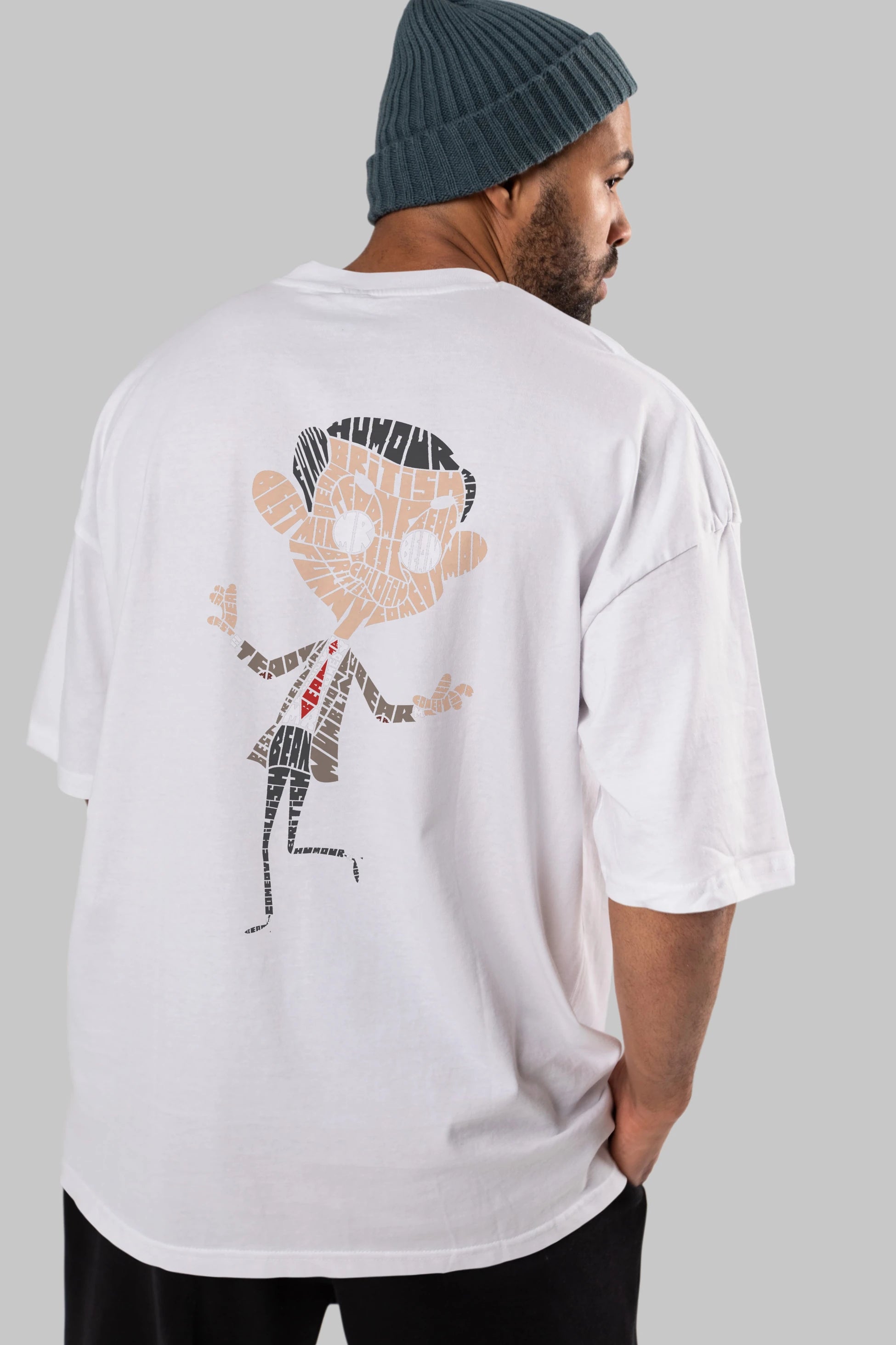 Mr Bean Arka Baskılı Oversize t-shirt %100 pamuk Erkek Kadın Unisex