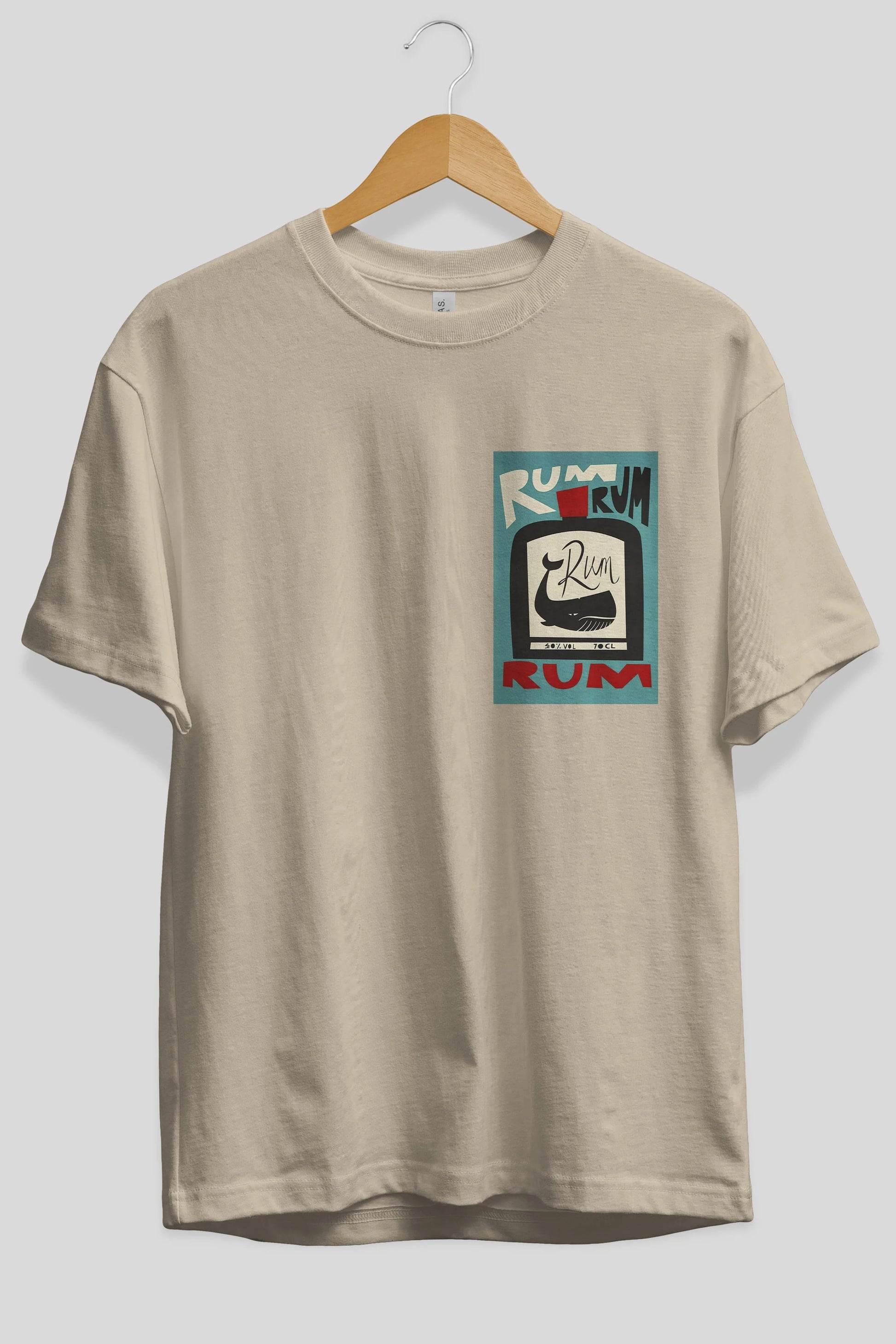Rum Ön Sol Baskılı Oversize t-shirt Erkek Kadın Unisex %100 Pamuk Bisiklet Yaka tişort
