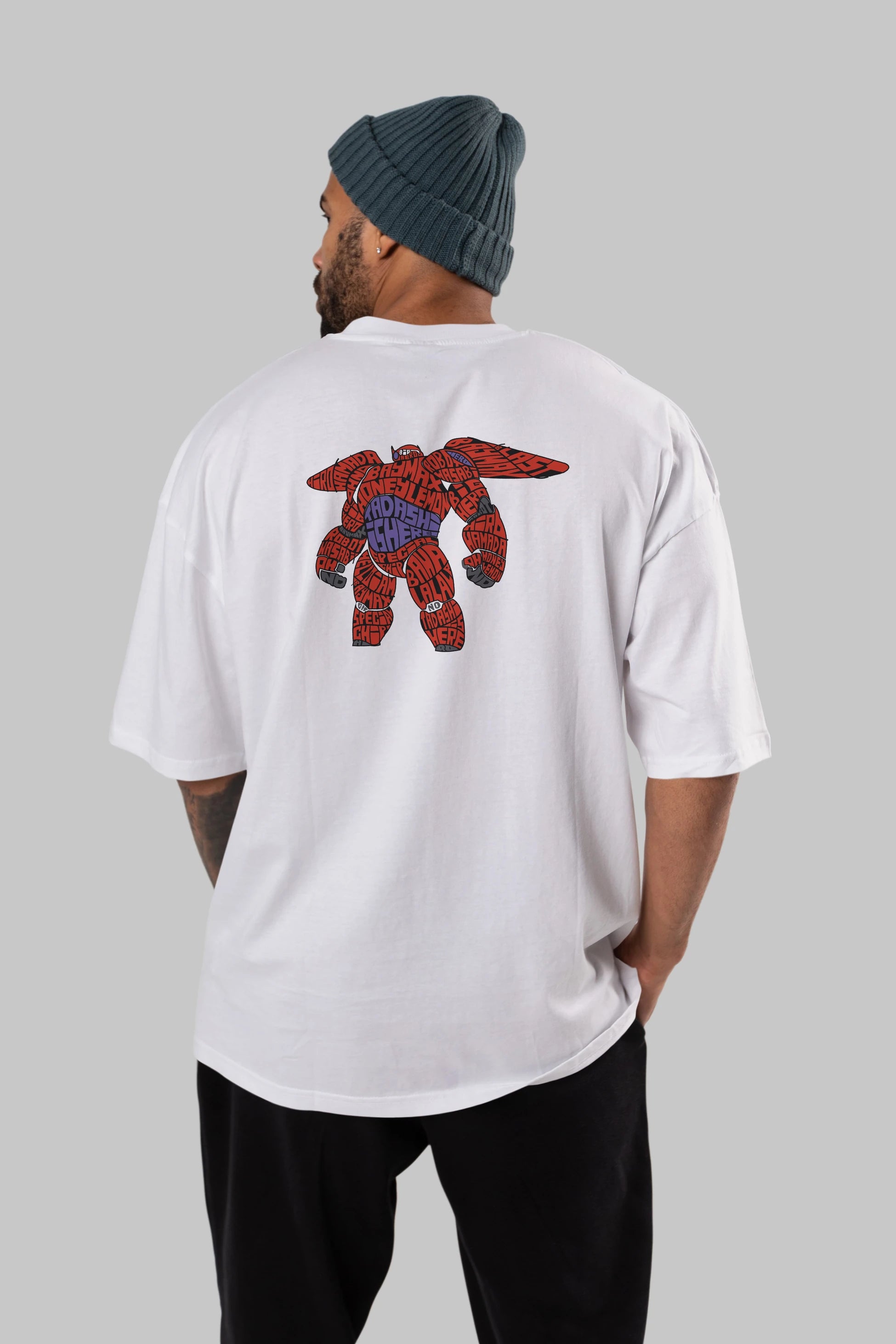 Baymax Arka Baskılı Oversize t-shirt %100 pamuk Erkek Kadın Unisex