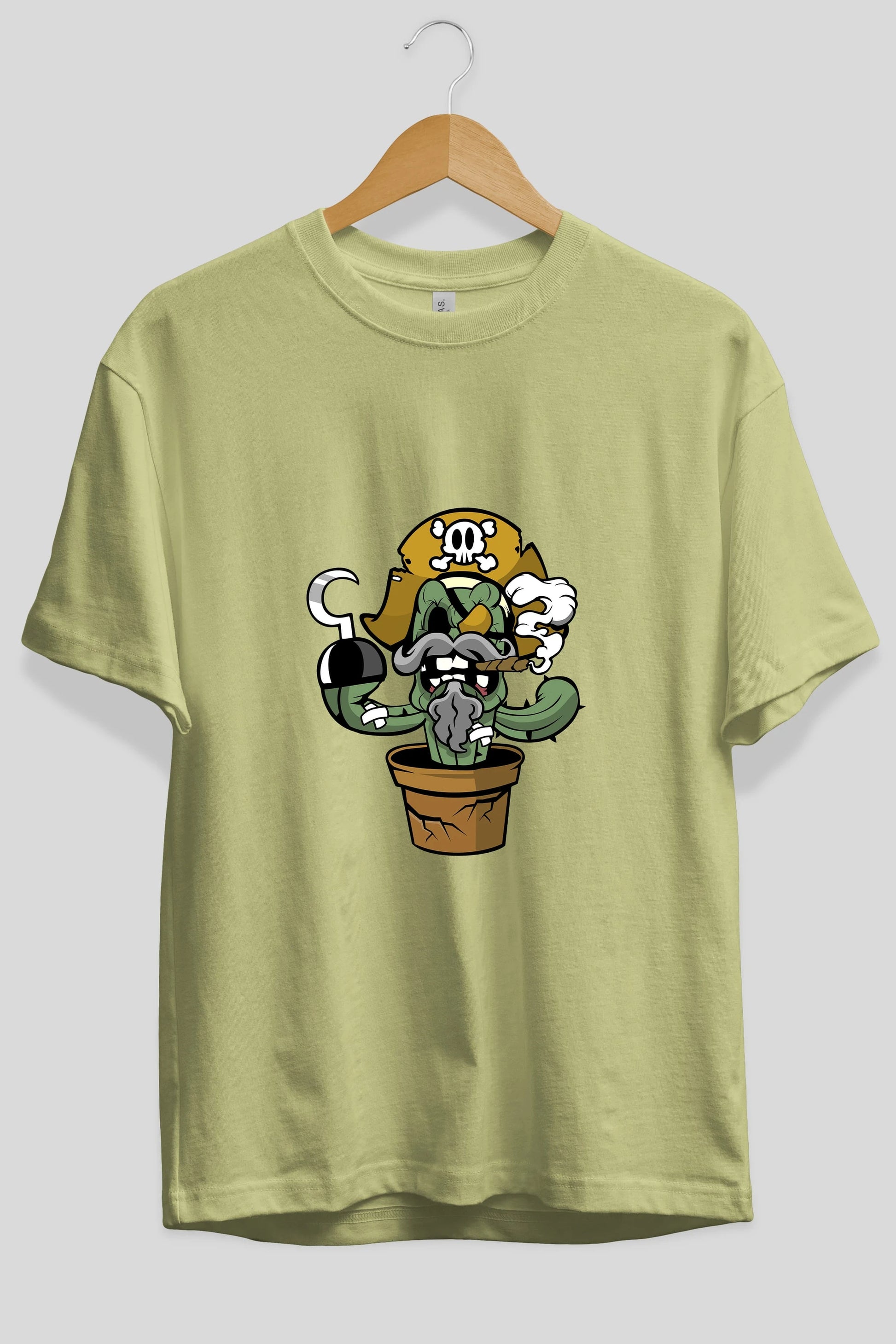Pirate Cactus Ön Baskılı Oversize t-shirt Erkek Kadın Unisex %100 Pamuk tişort