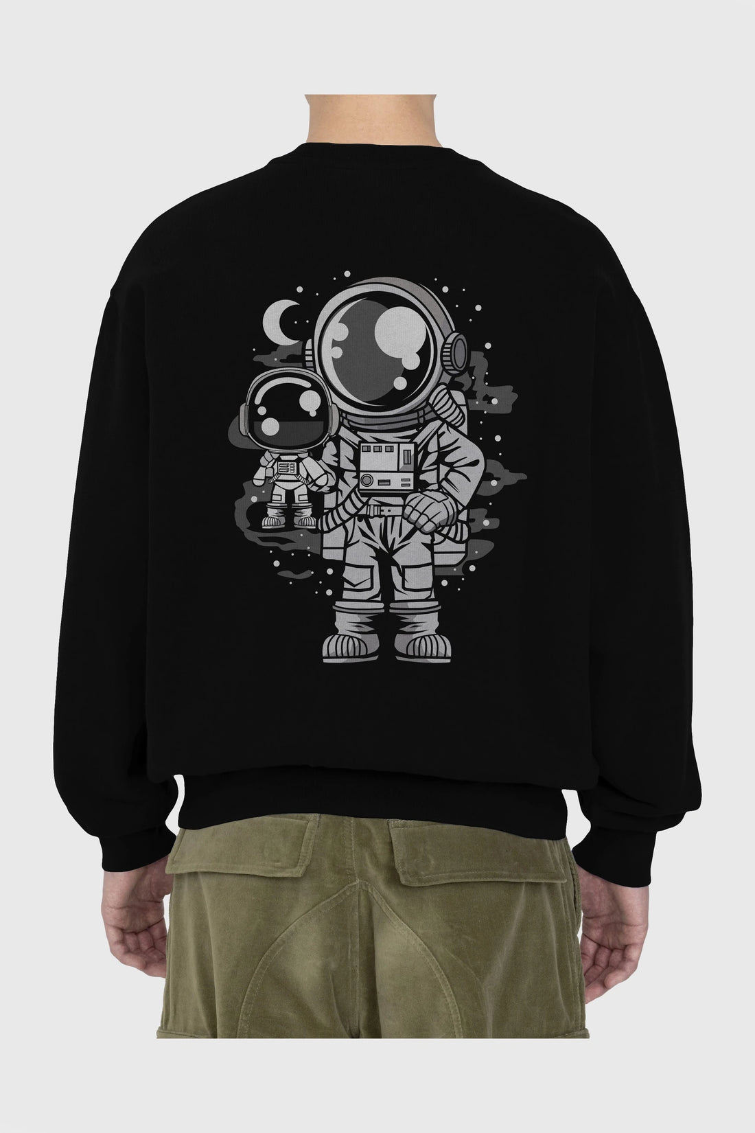Astronaut And His Doll Arka Baskılı Oversize Sweatshirt Erkek Kadın Unisex