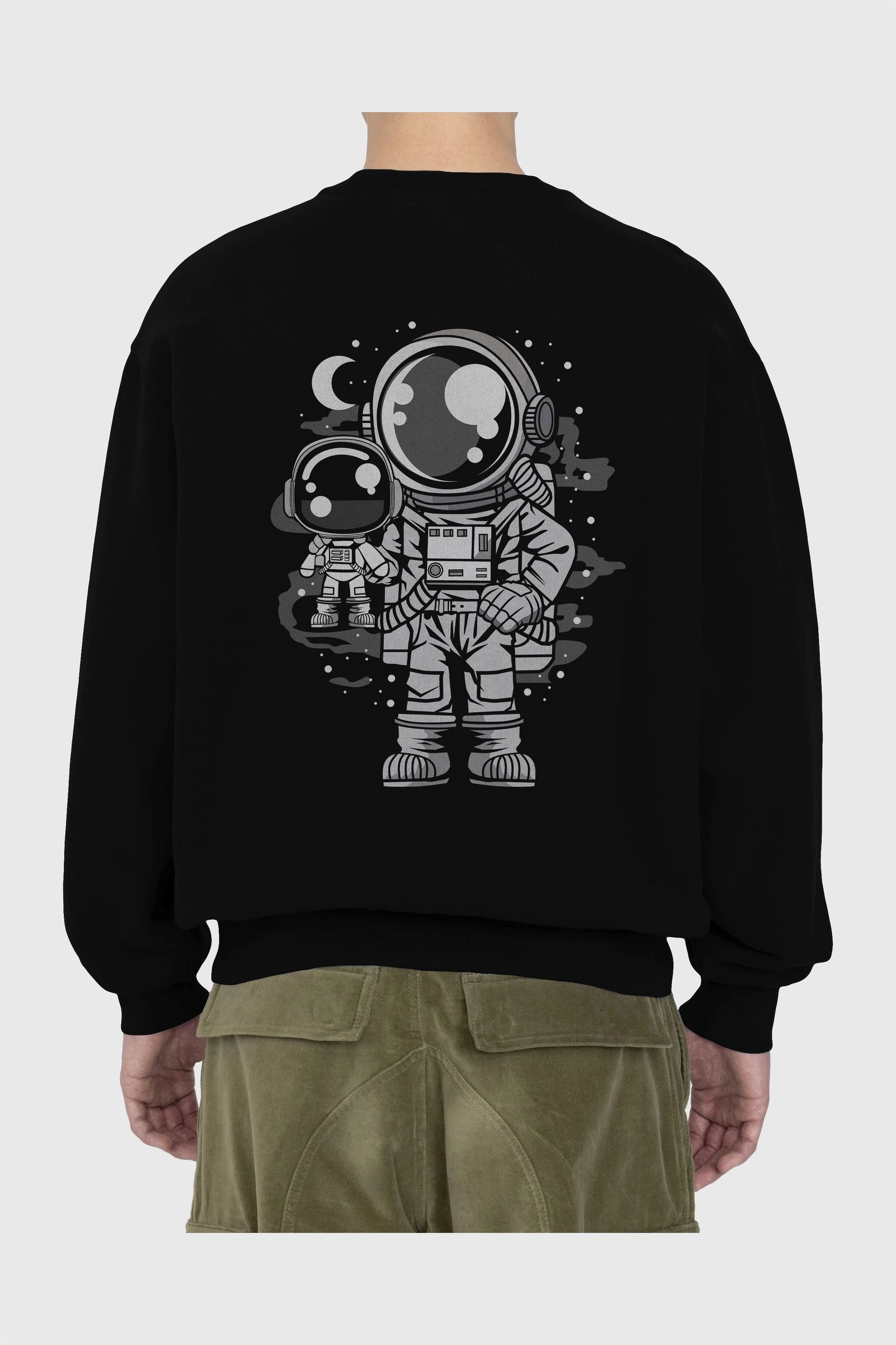 Astronaut And His Doll Arka Baskılı Oversize Sweatshirt Erkek Kadın Unisex