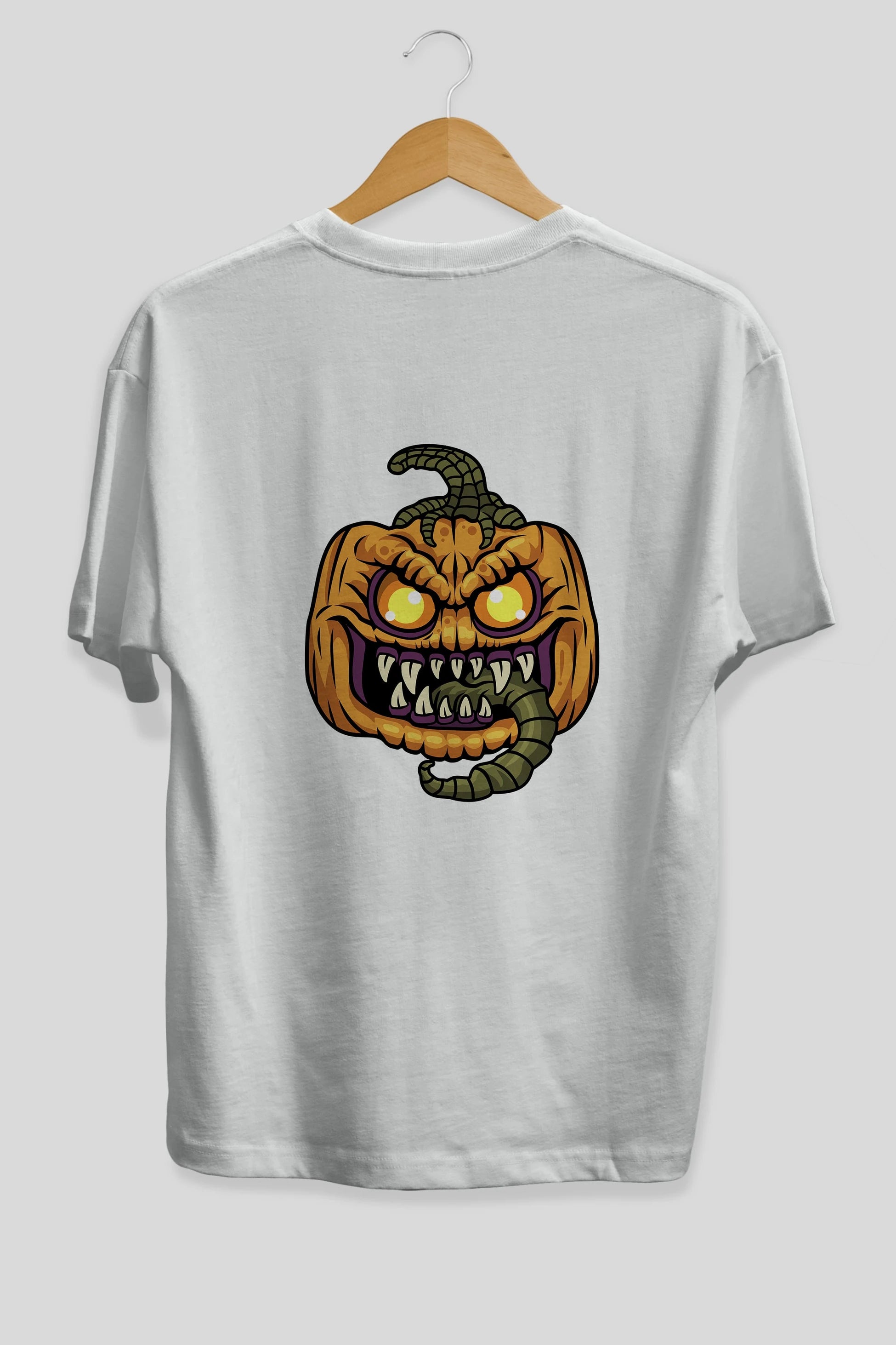 Halloween Arka Baskılı Oversize t-shirt Erkek Kadın Unisex %100 Pamuk tişort